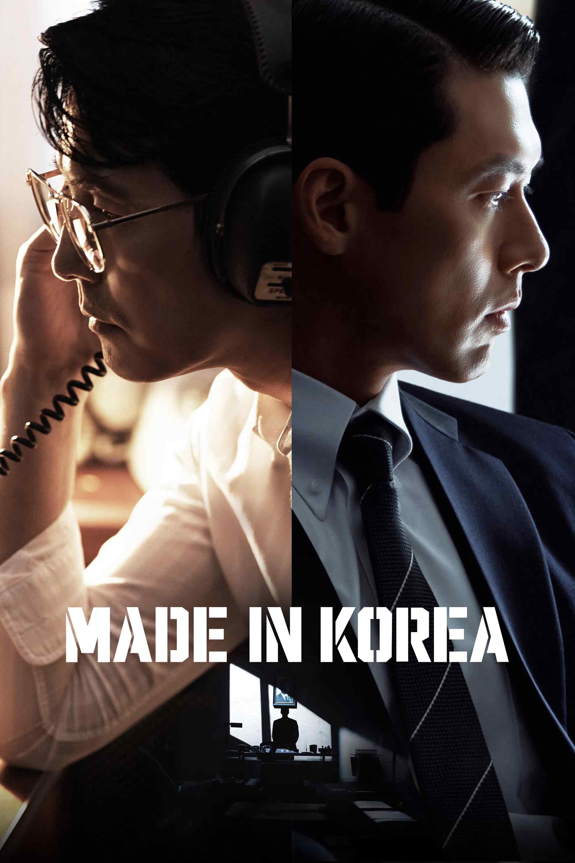 Poster chính thức của phim Phim Hình Sự, Phim Tâm Lý "Made in Korea" (Made in Korea - 2025), với sự tham gia của diễn viên Hyun Bin và Jung Woo-sung.