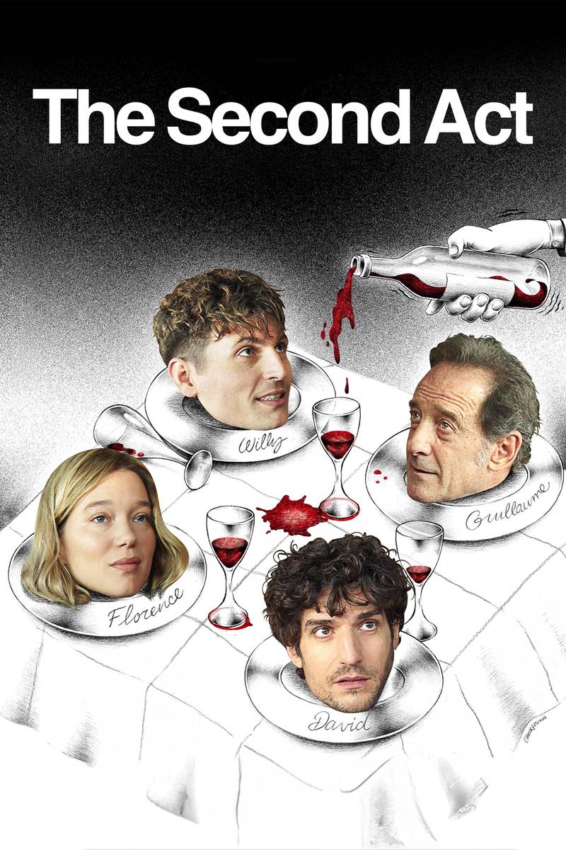 Poster chính thức của phim Phim Hài "Màn Thứ Hai" (The Second Act - 2024), với sự tham gia của diễn viên Léa Seydoux và Louis Garrel.