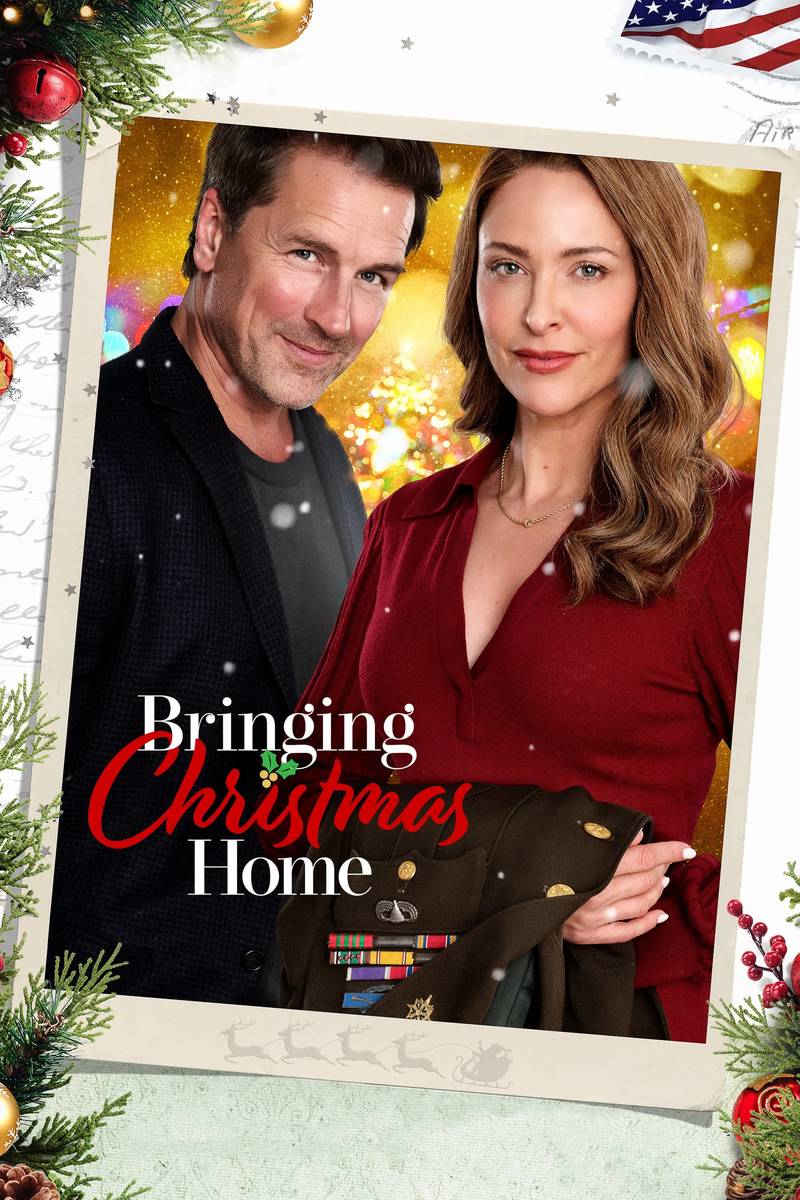 Poster chính thức của phim Phim Tình Cảm, Phim Hài "Mang Giáng sinh về nhà" (Bringing Christmas Home - 2023), với sự tham gia của diễn viên Jill Wagner và Paul Greene.