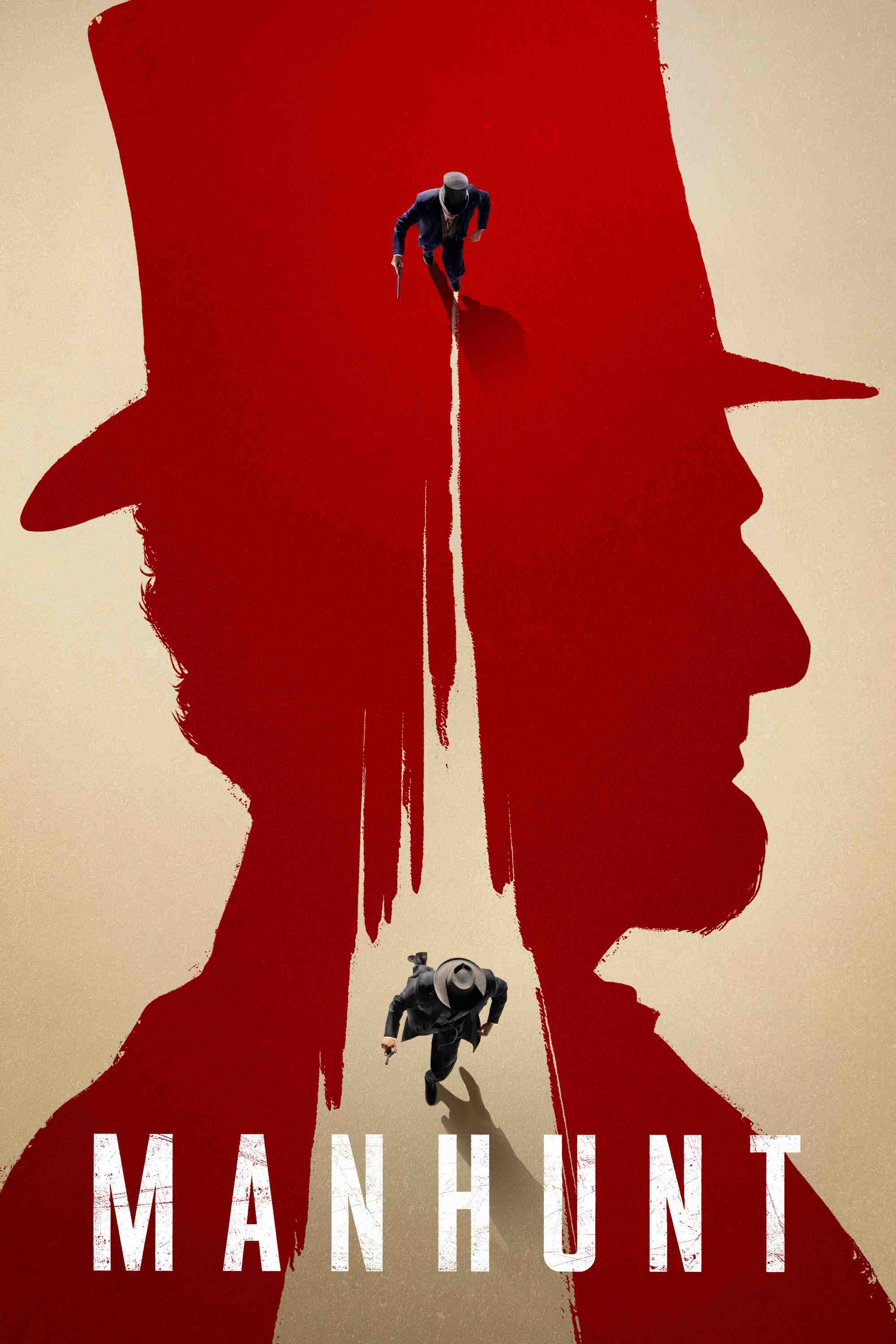 Poster chính thức của phim Phim Tâm Lý, Phim Hình Sự "Truy Lùng" (Manhunt - 2024), với sự tham gia của diễn viên Tobias Menzies và Anthony Boyle.