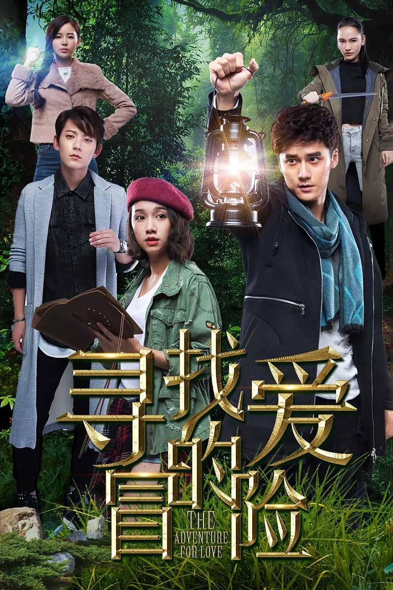 Poster chính thức của phim "Mạo Hiểm Tìm Kiếm Tình Yêu" (The Adventure for Love - 2016), với sự tham gia của diễn viên Angela Zhang và Jiang Jinfu.