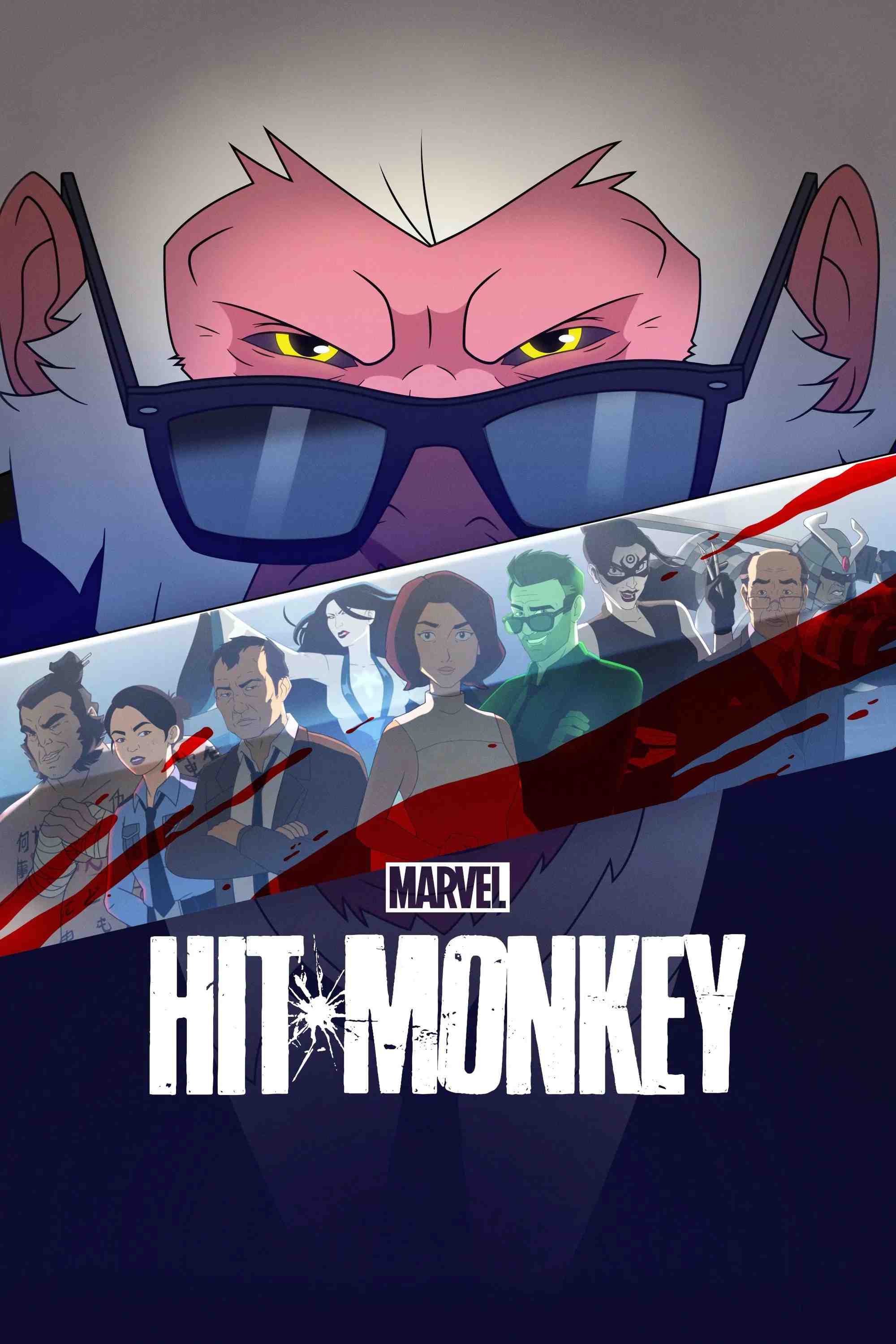 Poster chính thức của phim Phim Hoạt Hình, Phim Hành Động & Phiêu Lưu "Marvel's Hit-Monkey (Phần 1)" (Marvel's Hit-Monkey - 2021), với sự tham gia của diễn viên Fred Tatasciore và Jason Sudeikis.
