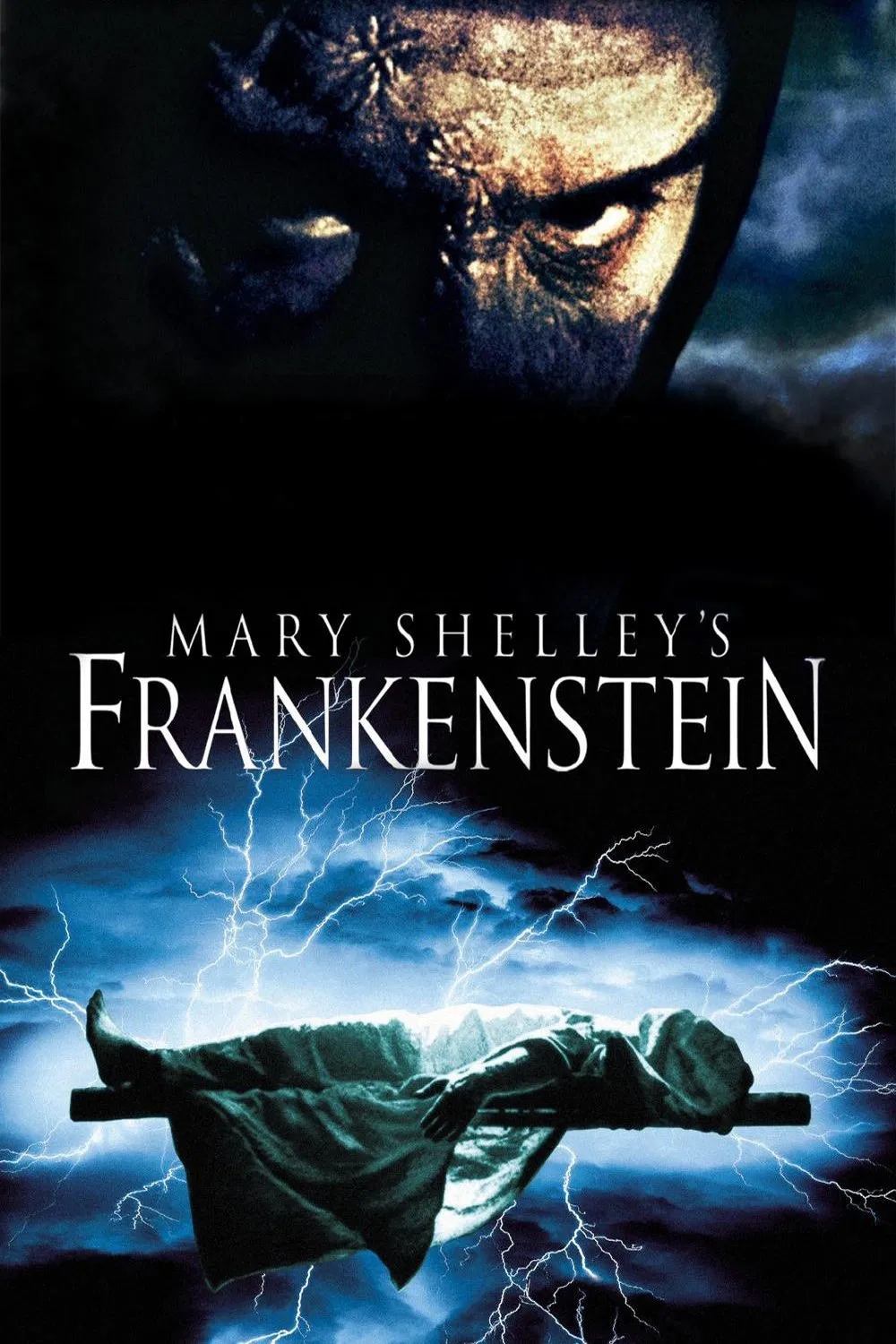Poster chính thức của phim Phim Tâm Lý, Phim Kinh Dị "Mary Shelley's Frankenstein" (Mary Shelley's Frankenstein - 1994), với sự tham gia của diễn viên Robert De Niro và Kenneth Branagh.