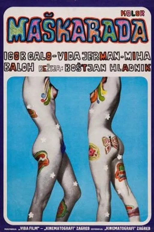 Poster chính thức của phim Phim Tình Cảm, Phim Tâm Lý "Maškarada" (Masquerade - 1971), với sự tham gia của diễn viên Igor Galo và Miha Baloh.
