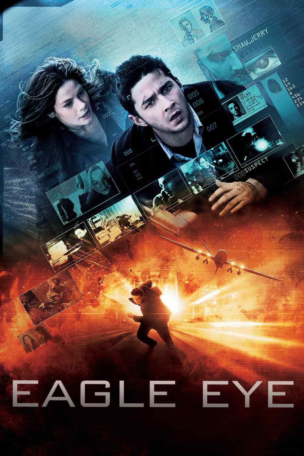 Poster chính thức của phim Phim Bí Ẩn, Phim Giật Gân "Mắt Đại Bàng" (Eagle Eye - 2008), với sự tham gia của diễn viên Shia LaBeouf và Michelle Monaghan.