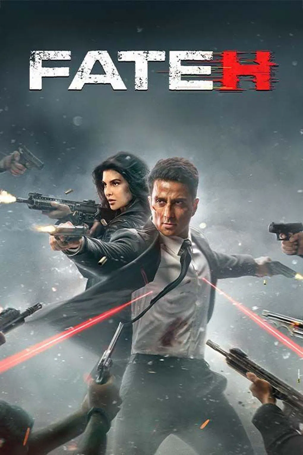 Poster chính thức của phim Phim Hành Động, Phim Hình Sự "Mật Danh Fateh" (Fateh - 2025), với sự tham gia của diễn viên Sonu Sood và Jacqueline Fernandez.