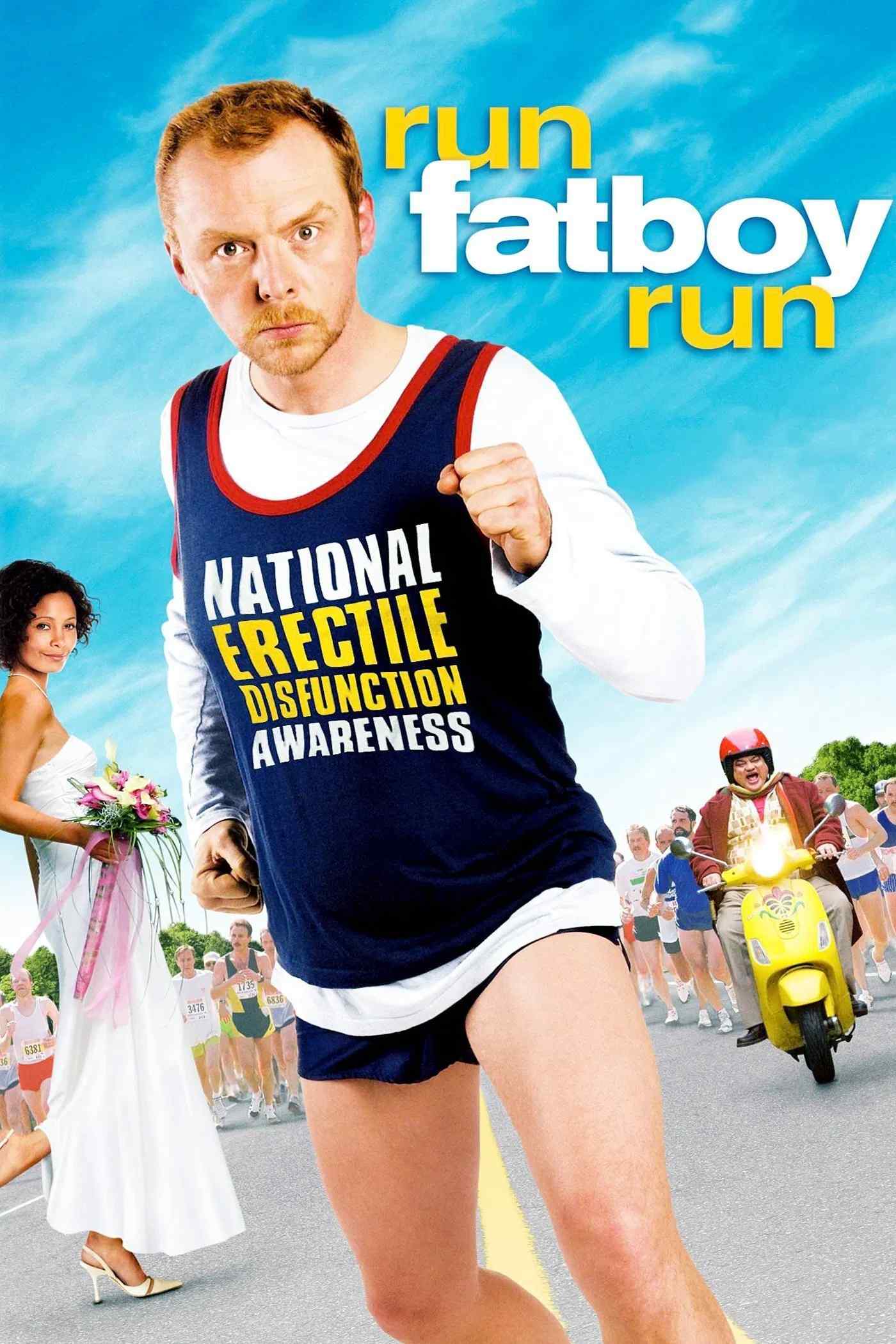 Poster chính thức của phim Phim Hài, Phim Tình Cảm "Mất Lực Vì Yêu" (Run Fatboy Run - 2007), với sự tham gia của diễn viên Simon Pegg và Thandiwe Newton.