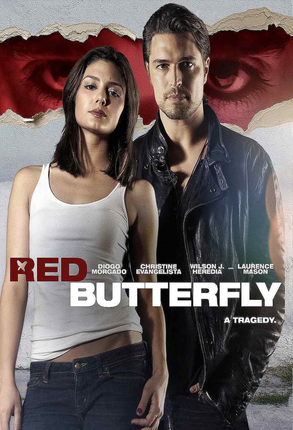 Poster chính thức của phim Phim Giật Gân, Phim Tâm Lý "Mật Mã Cánh Bướm Đỏ" (Red Butterfly - 2014), với sự tham gia của diễn viên Diogo Morgado và Christine Evangelista.