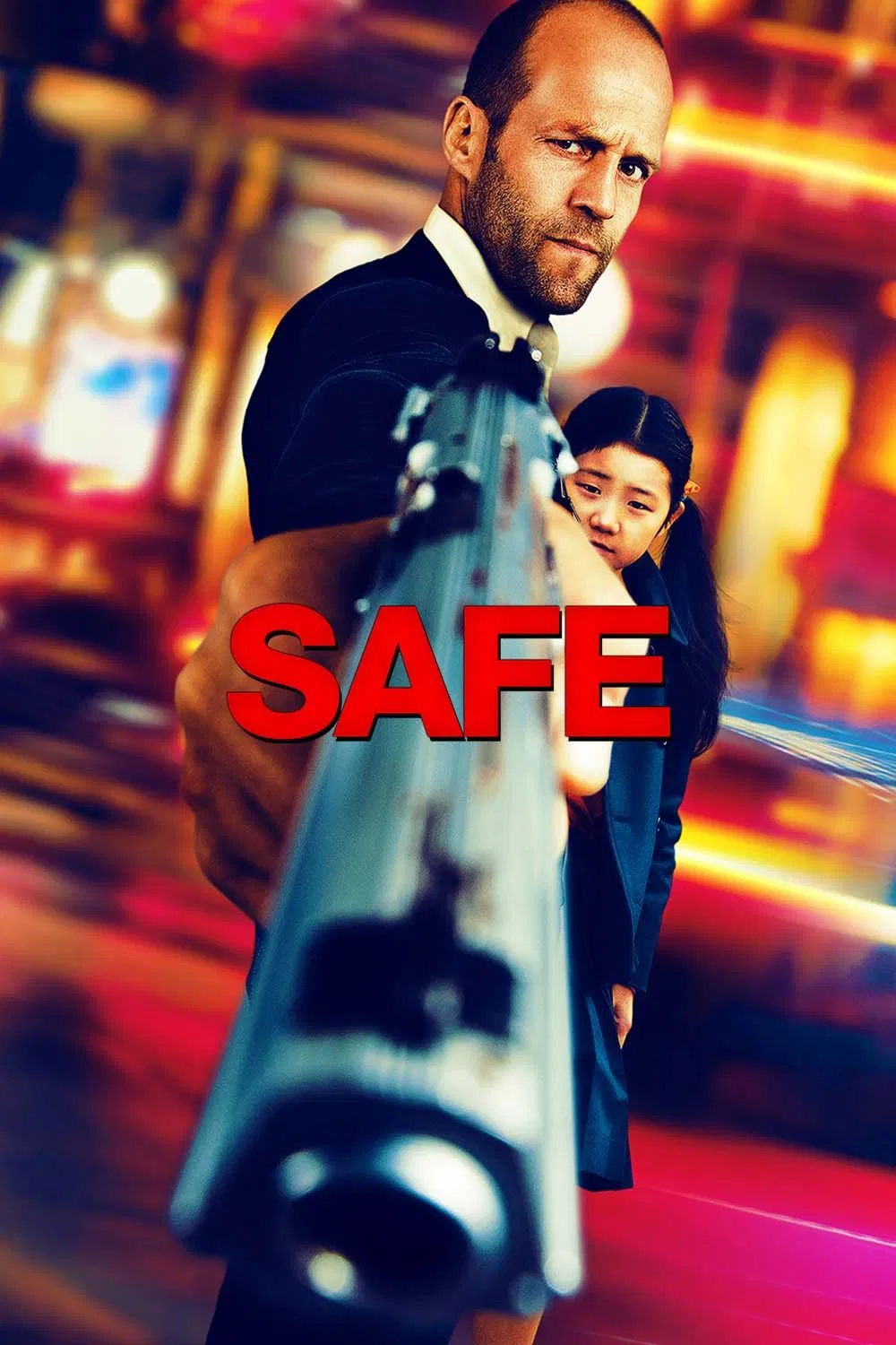 Poster chính thức của phim Phim Hành Động, Phim Hình Sự "Mật Mã Sống" (Safe - 2012), với sự tham gia của diễn viên Jason Statham và Chris Sarandon.