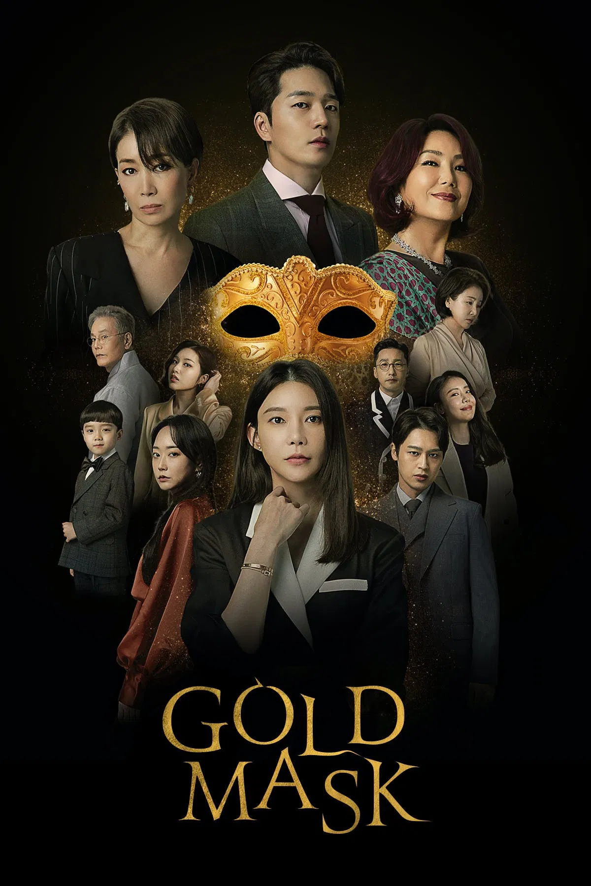 Poster chính thức của phim Phim Tâm Lý, Phim Gia Đình "Mặt Nạ Hoàng Kim" (Gold Mask - 2022), với sự tham gia của diễn viên Cha Ye-ryun và Na Young-hee.