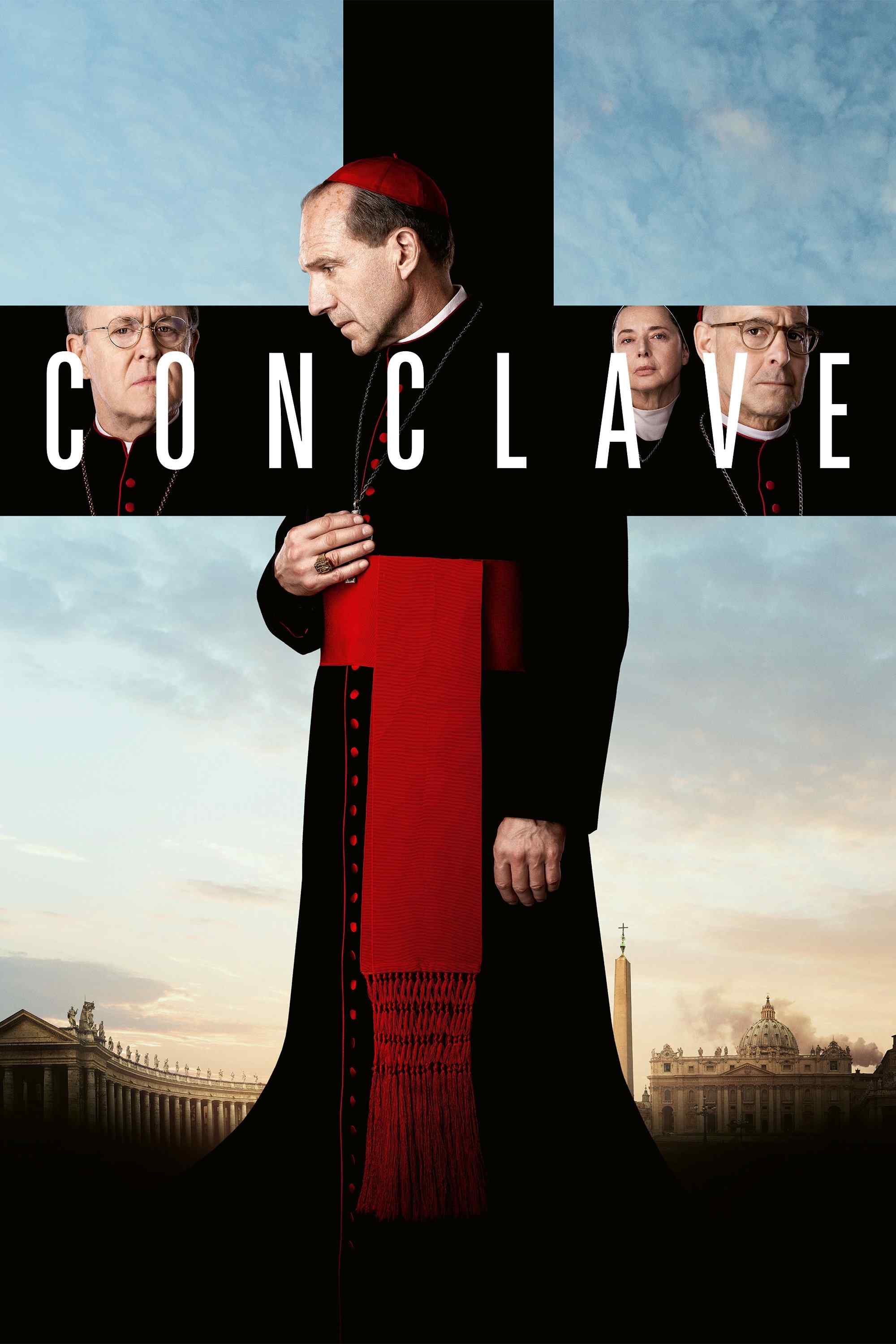 Poster chính thức của phim Phim Tâm Lý, Phim Giật Gân "Mật Nghị Vatican" (Conclave - 2024), với sự tham gia của diễn viên Ralph Fiennes và Stanley Tucci.