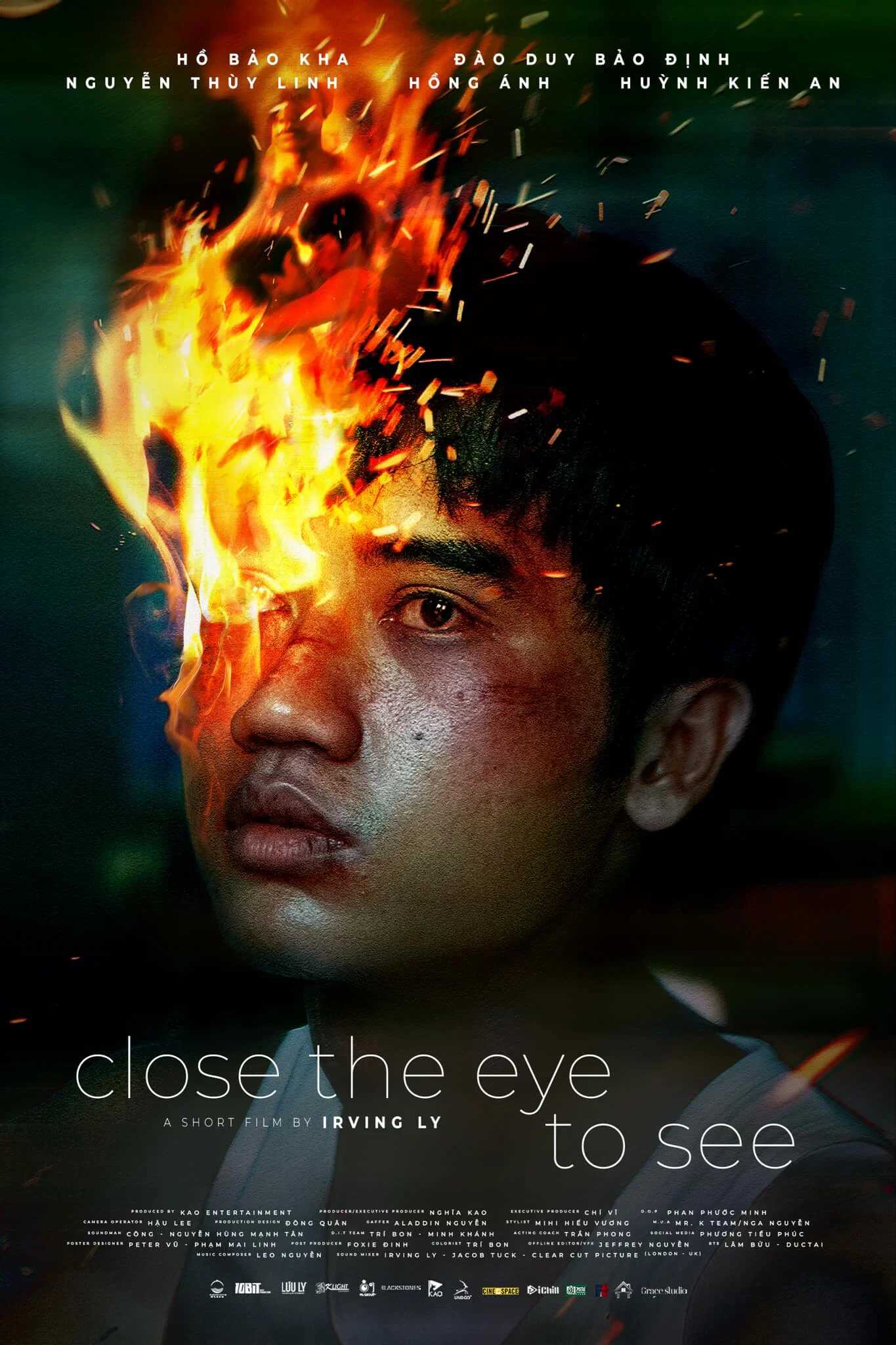 Poster chính thức của phim Phim Tâm Lý, Phim Kinh Dị "Mắt Nhắm Mắt Mở" (Close The Eye To See - 2025), với sự tham gia của diễn viên Đào Duy Bảo Định và Hồng Ánh.