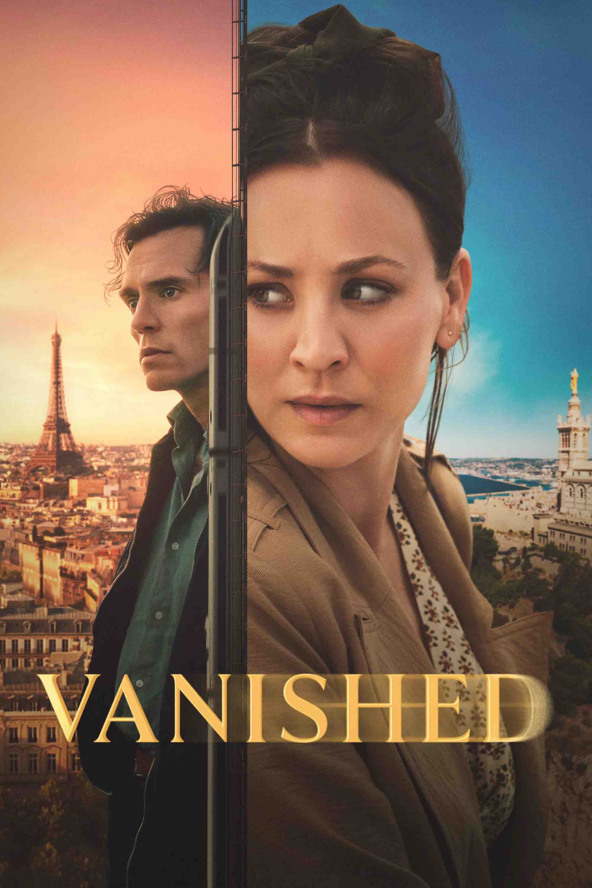 Poster chính thức của phim Phim Tâm Lý, Phim Bí Ẩn "Mất Tích (Phần 1)" (Vanished - 2026), với sự tham gia của diễn viên Kaley Cuoco và Sam Claflin.