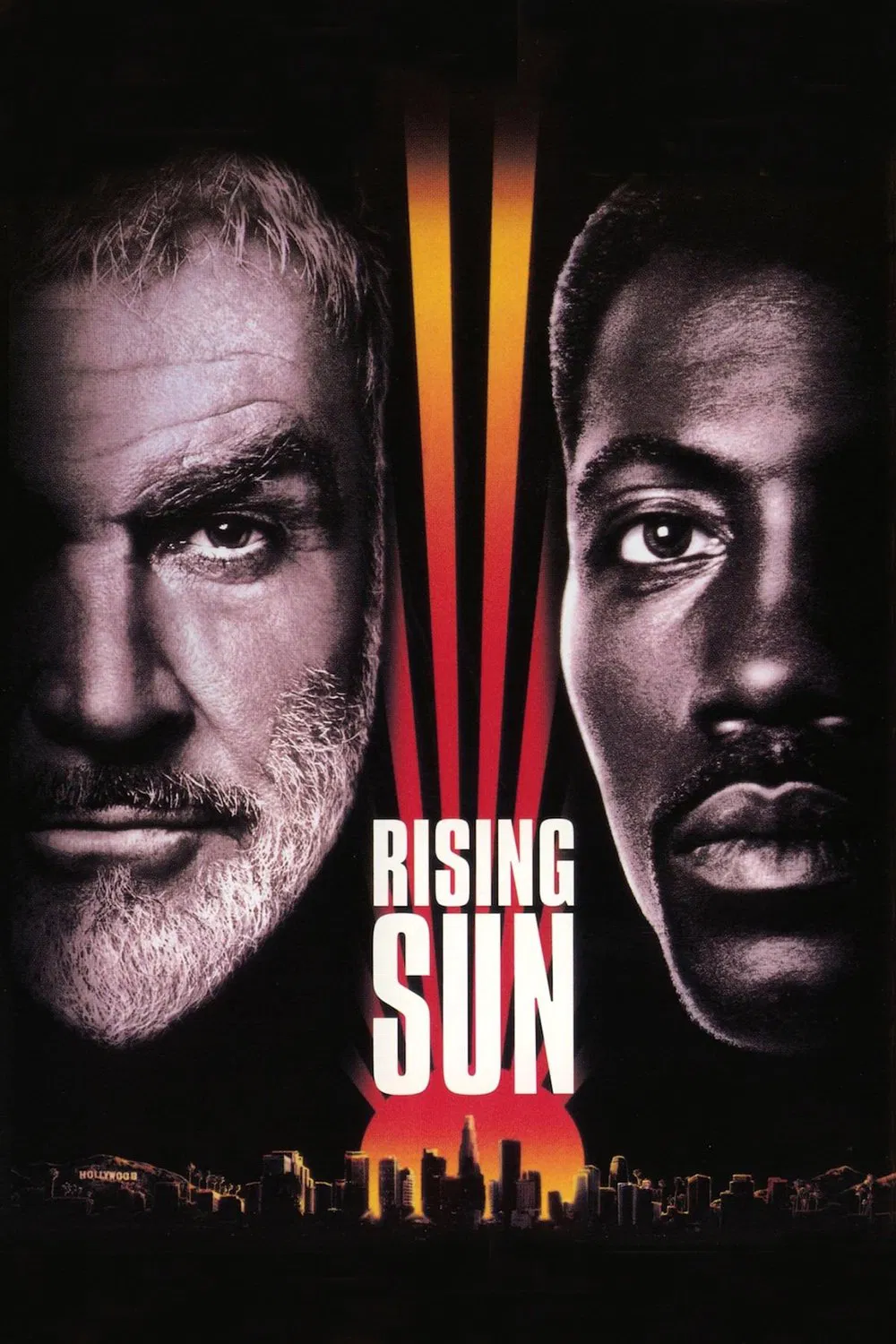 Poster chính thức của phim Phim Hành Động, Phim Tâm Lý "Mặt Trời Mọc" (Rising Sun - 1993), với sự tham gia của diễn viên Sean Connery và Wesley Snipes.