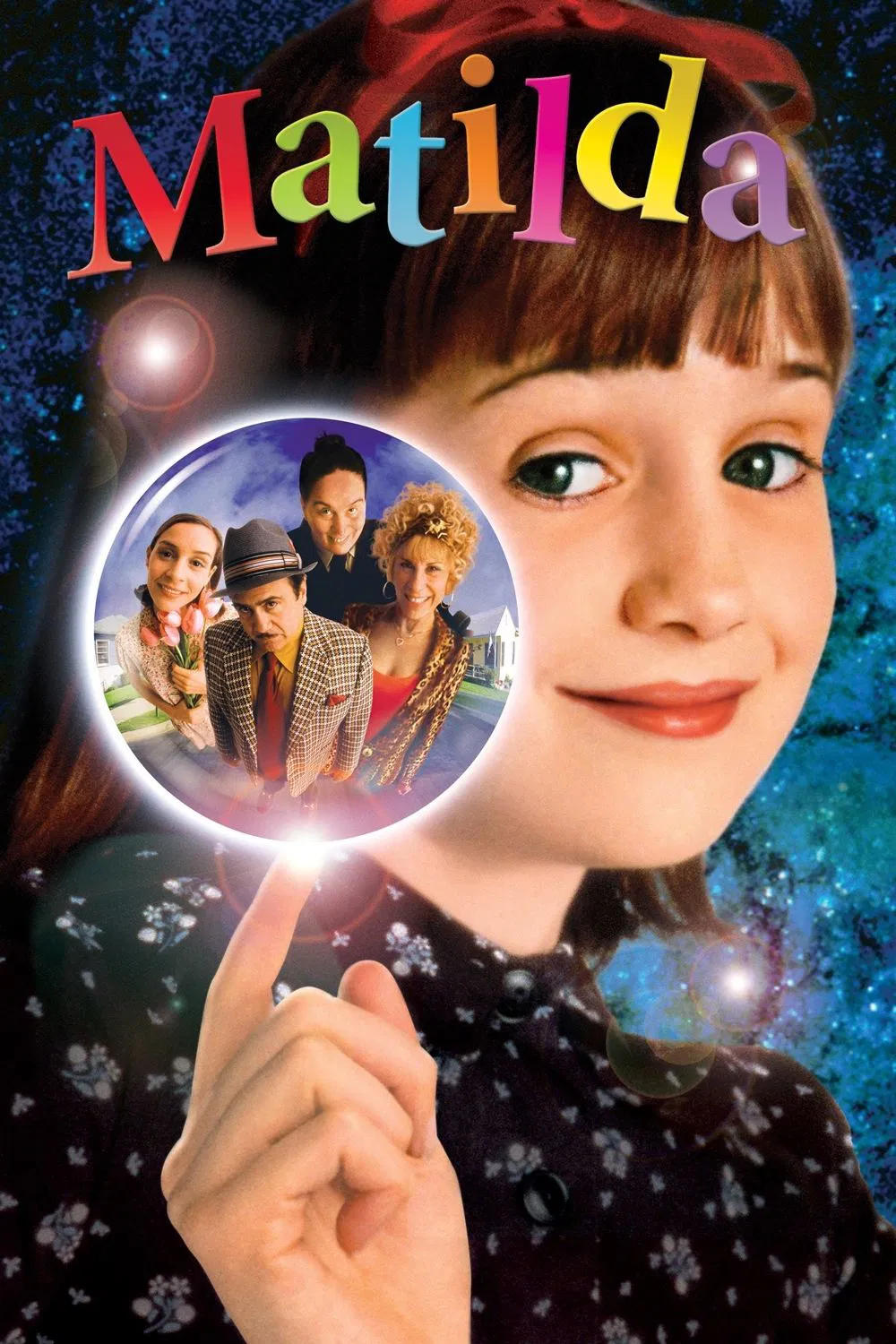 Poster chính thức của phim Phim Hài, Phim Gia Đình "Matilda" (Matilda - 1996), với sự tham gia của diễn viên Mara Wilson và Danny DeVito.