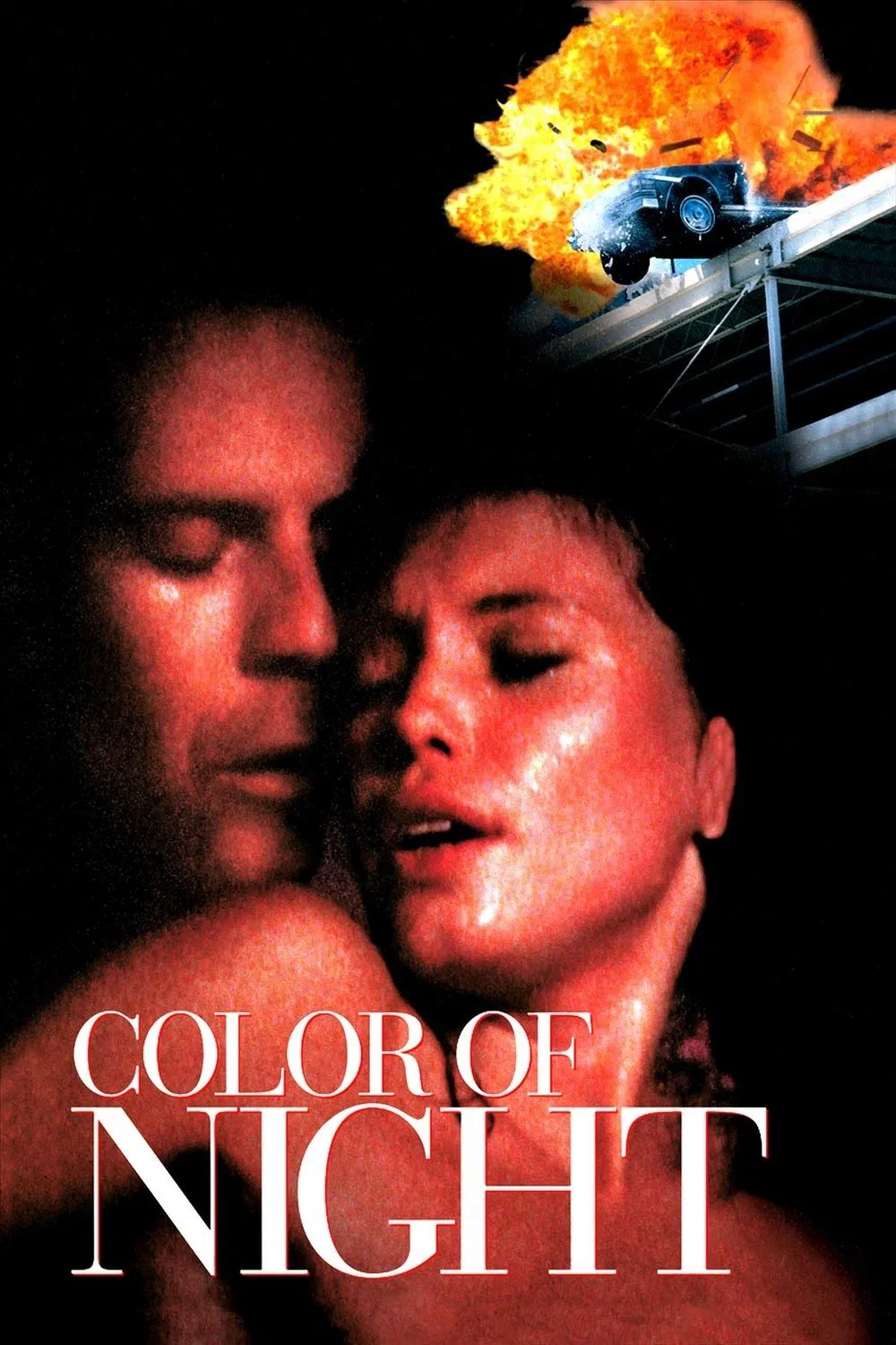 Poster chính thức của phim Phim Tình Cảm, Phim Bí Ẩn "Màu Của Màn Đêm" (Color of Night - 1994), với sự tham gia của diễn viên Bruce Willis và Jane March.