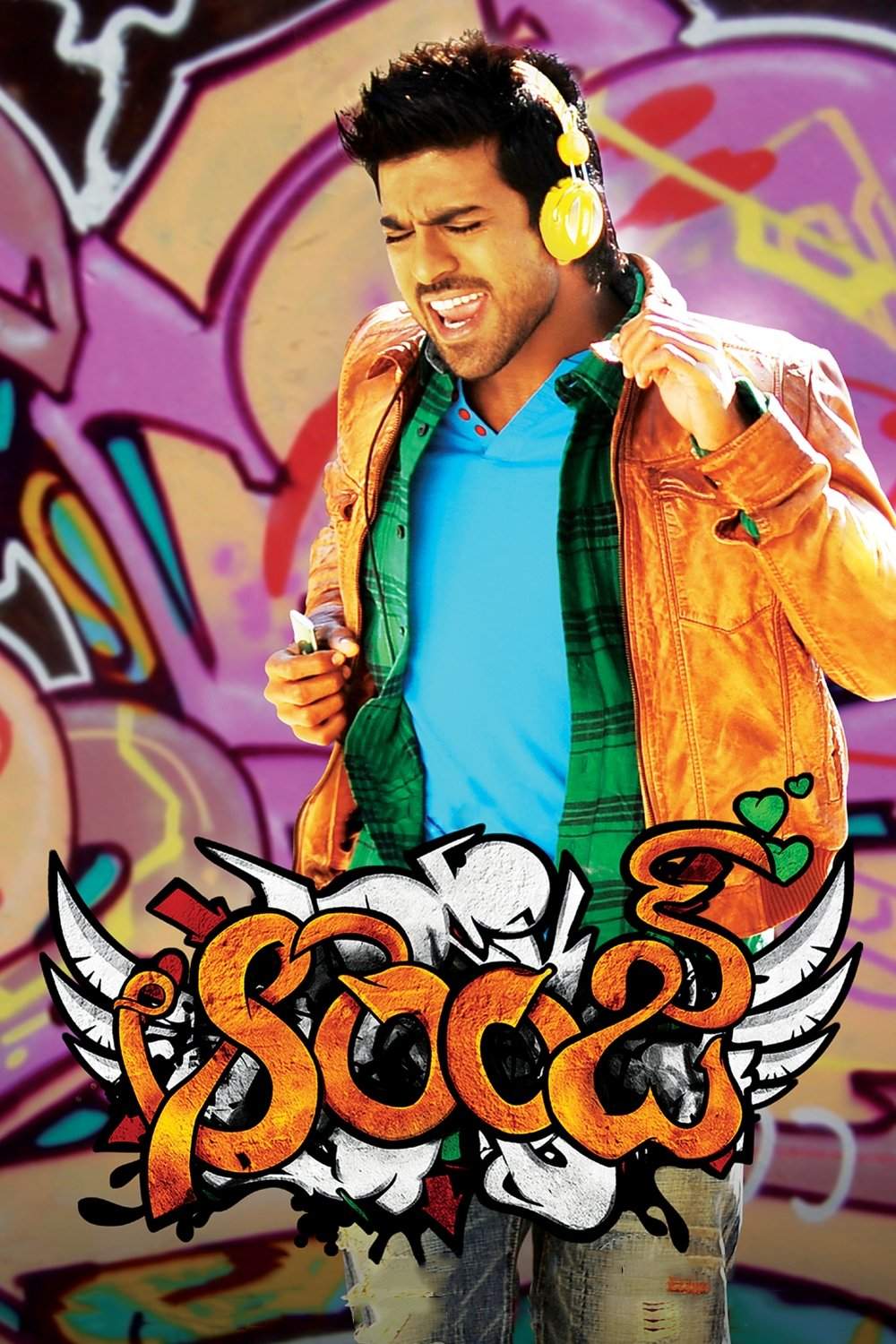 Poster chính thức của phim Phim Hài, Phim Tình Cảm "Màu Da Cam" (Orange - 2010), với sự tham gia của diễn viên Ram Charan và Genelia D'Souza.