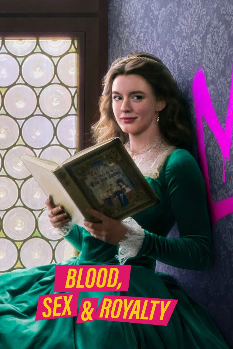 Poster chính thức của phim Phim Tâm Lý "Máu, Tình Dục Và Hoàng Tộc" (Blood, Sex & Royalty - 2022), với sự tham gia của diễn viên Amy James-Kelly và Adam Astill.