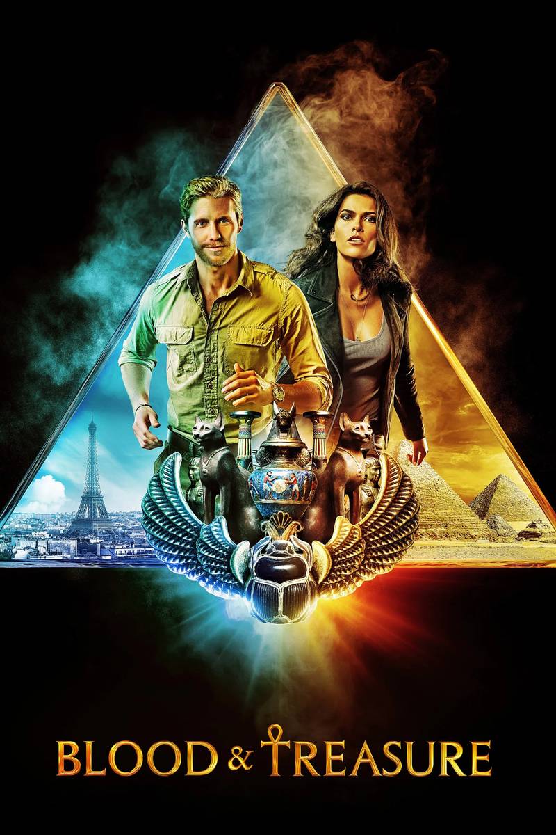 Poster chính thức của phim Phim Tâm Lý, Phim Hành Động & Phiêu Lưu "Máu và Cổ Vật (Phần 1)" (Blood & Treasure - 2019), với sự tham gia của diễn viên Matt Barr và Sofia Pernas.