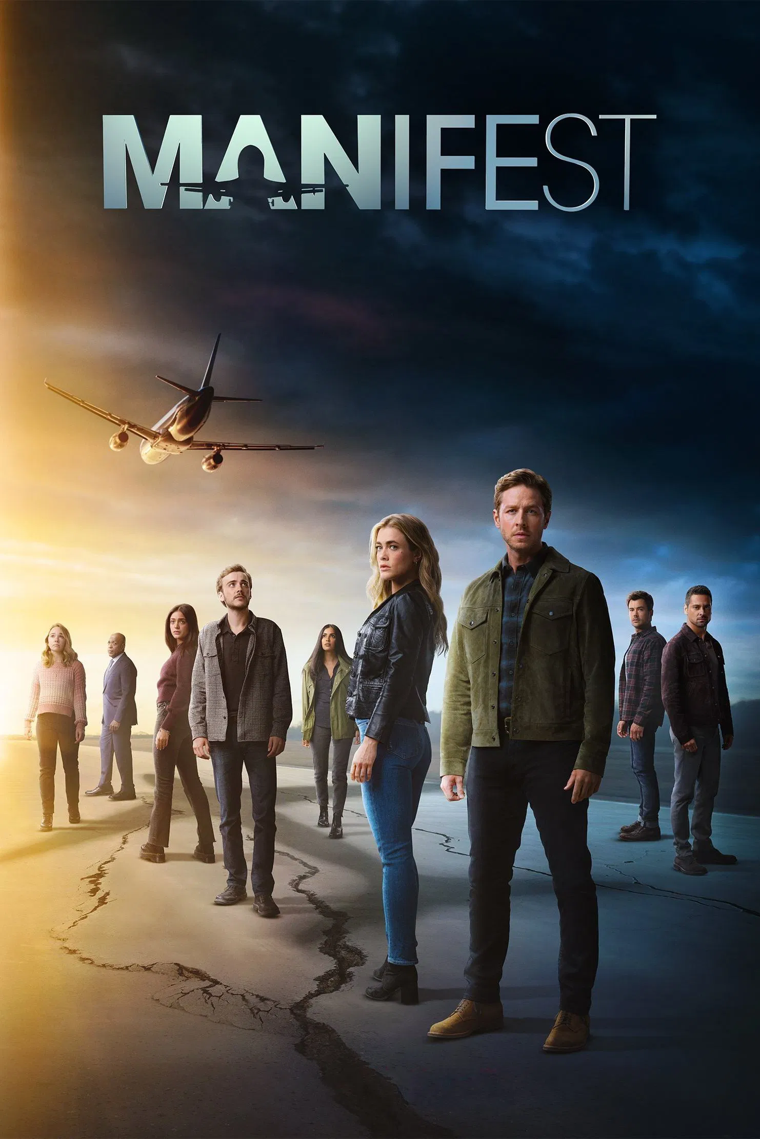 Poster chính thức của phim Phim Viễn Tưởng & Giả Tưởng, Phim Bí Ẩn "Máy Bay Mất Tích (Phần 1)" (Manifest - 2018), với sự tham gia của diễn viên Melissa Roxburgh và Josh Dallas.