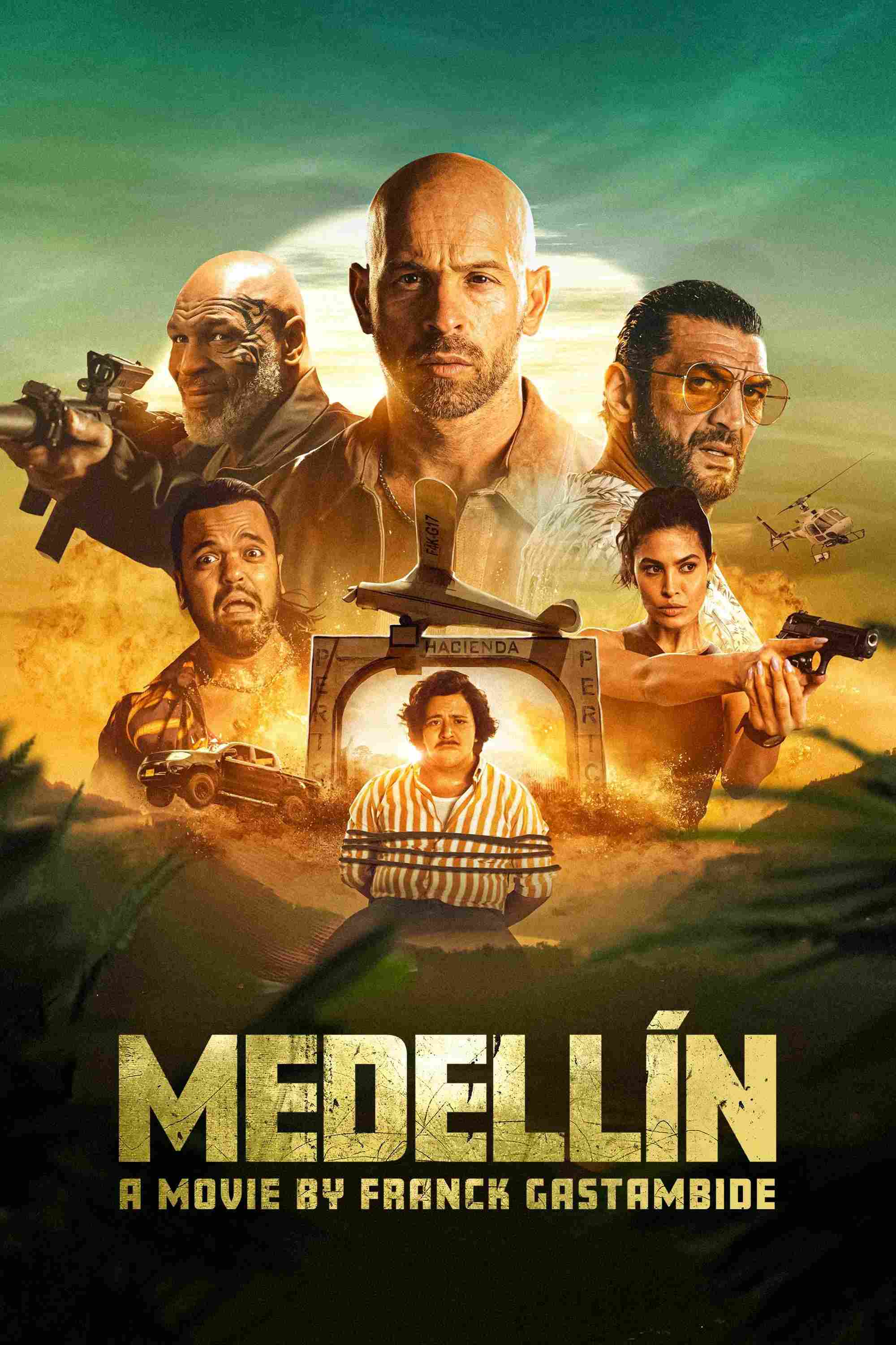 Poster chính thức của phim Phim Hành Động, Phim Hài "Medellin" (Medellin - 2023), với sự tham gia của diễn viên Franck Gastambide và Ramzy Bedia.