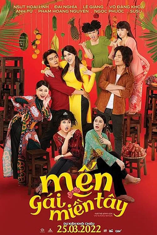 Poster chính thức của phim Phim Tâm Lý, Phim Hài "Mến Gái Miền Tây" (Men Gai Mien Tay - 2022), với sự tham gia của diễn viên Huỳnh Lập và Đại Nghĩa.