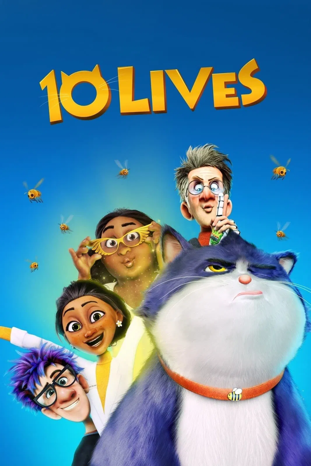 Poster chính thức của phim Phim Hoạt Hình, Phim Hài "Mèo Mập Mang 10 Mạng" (10 Lives - 2024), với sự tham gia của diễn viên Mo Gilligan và Simone Ashley.