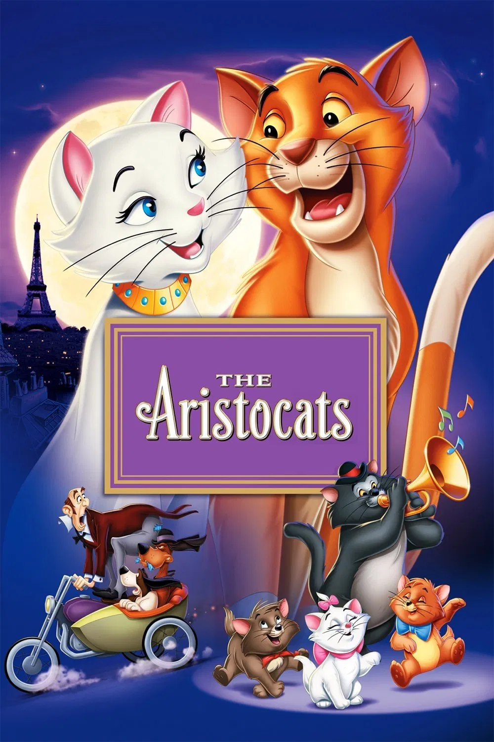 Poster chính thức của phim Phim Hoạt Hình, Phim Hài "Mèo Quý Tộc" (The Aristocats - 1970), với sự tham gia của diễn viên Phil Harris và Eva Gabor.