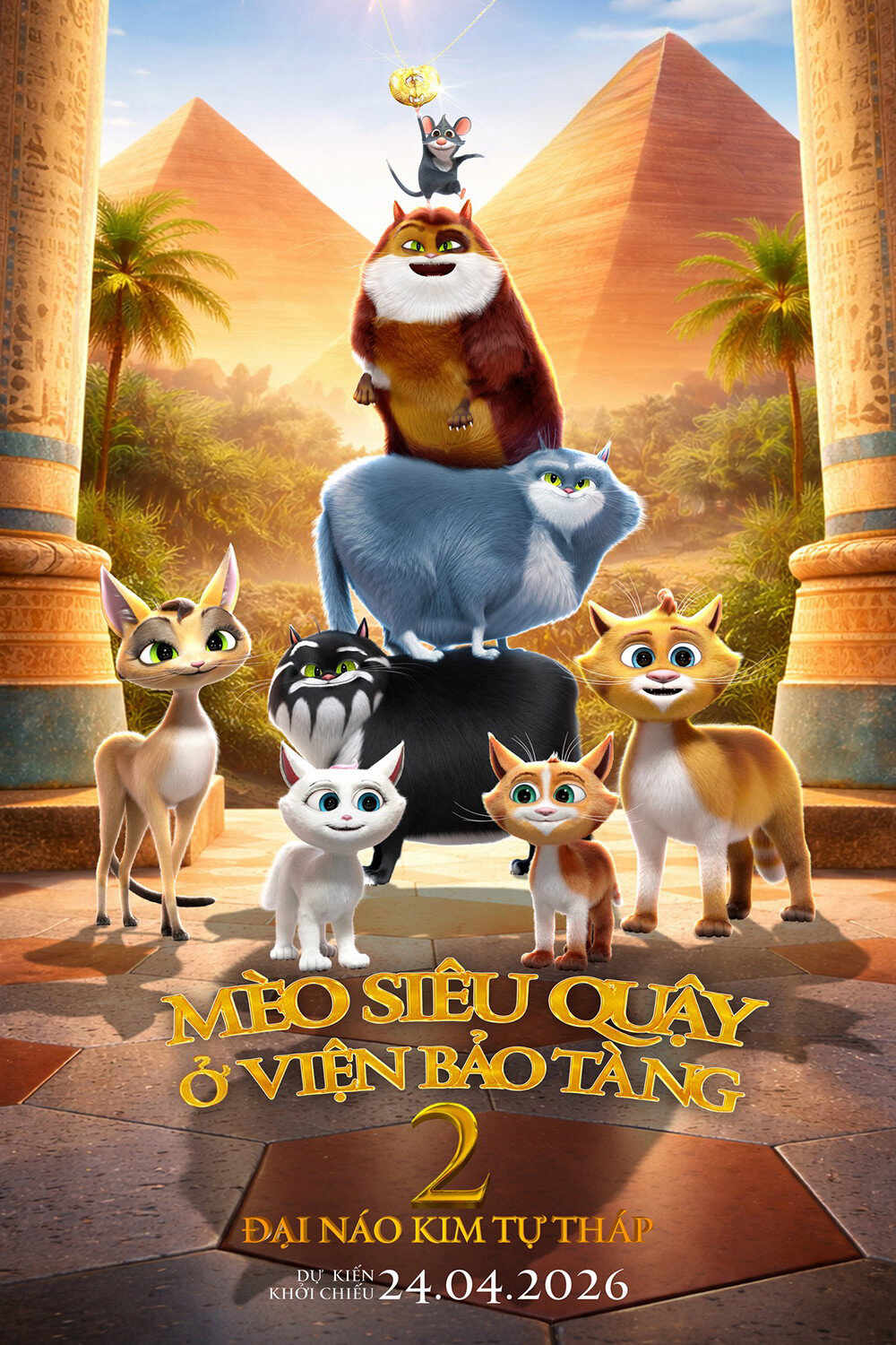 Poster chính thức của phim Phim Hoạt Hình "Mèo Siêu Quậy Ở Viện Bảo Tàng 2: Đại Náo Kim Tự Tháp" (Cats in the Museum 2: Treasures of Egypt - 2026).