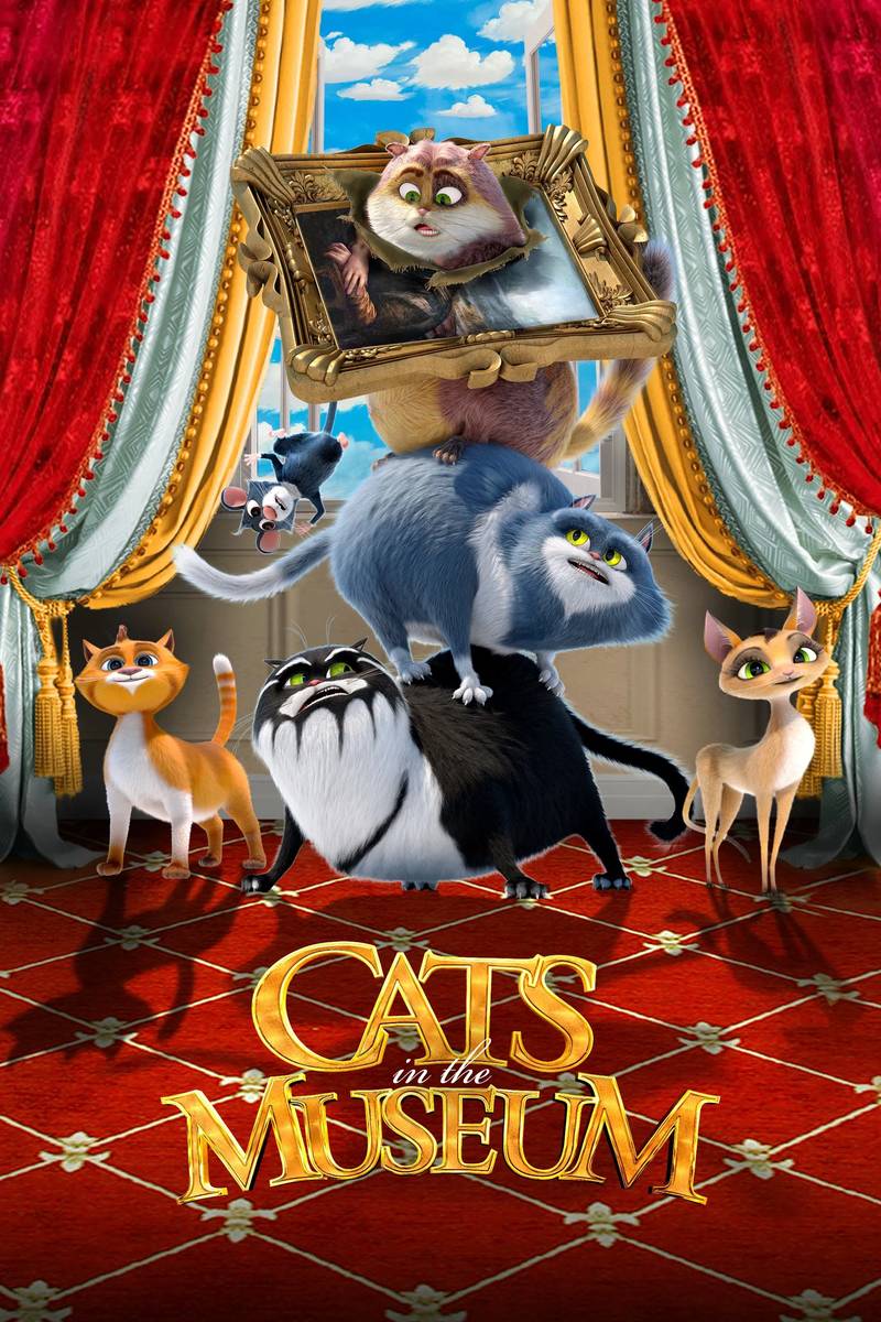 Poster chính thức của phim Phim Hoạt Hình, Phim Hài "Mèo Siêu Quậy Ở Viện Bảo Tàng" (Cats in the Museum - 2023), với sự tham gia của diễn viên Anton Eldarov và Polina Gagarina.