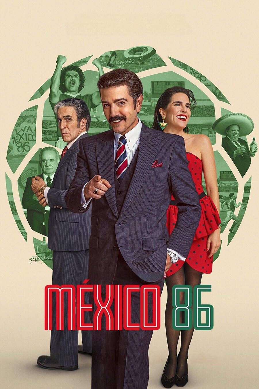 Poster chính thức của phim Phim Lịch Sử, Phim Hài "World Cup 1986: Chủ Nhà Mexico" (Mexico 86 - 2026), với sự tham gia của diễn viên Diego Luna và Karla Souza.