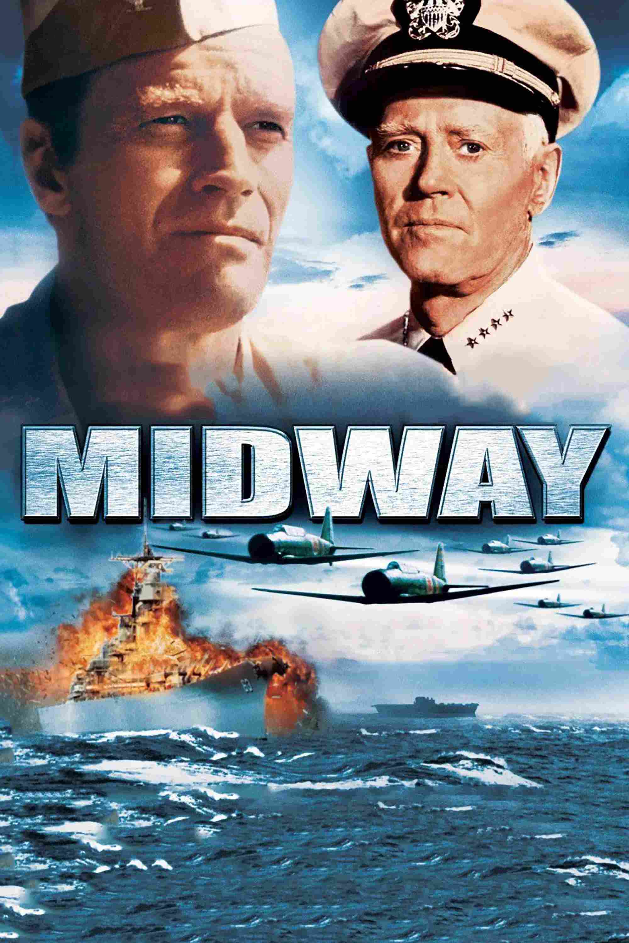 Poster chính thức của phim Phim Hành Động, Phim Tâm Lý "Midway" (Midway - 1976), với sự tham gia của diễn viên Charlton Heston và Henry Fonda.