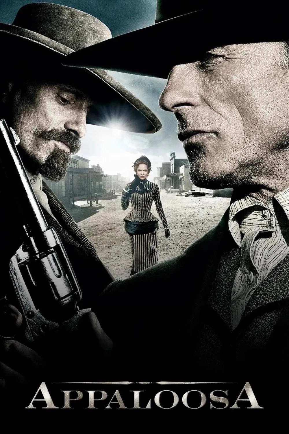 Poster chính thức của phim Phim Tâm Lý, Phim Miền Tây "Miền Máu Lửa" (Appaloosa - 2008), với sự tham gia của diễn viên Ed Harris và Viggo Mortensen.
