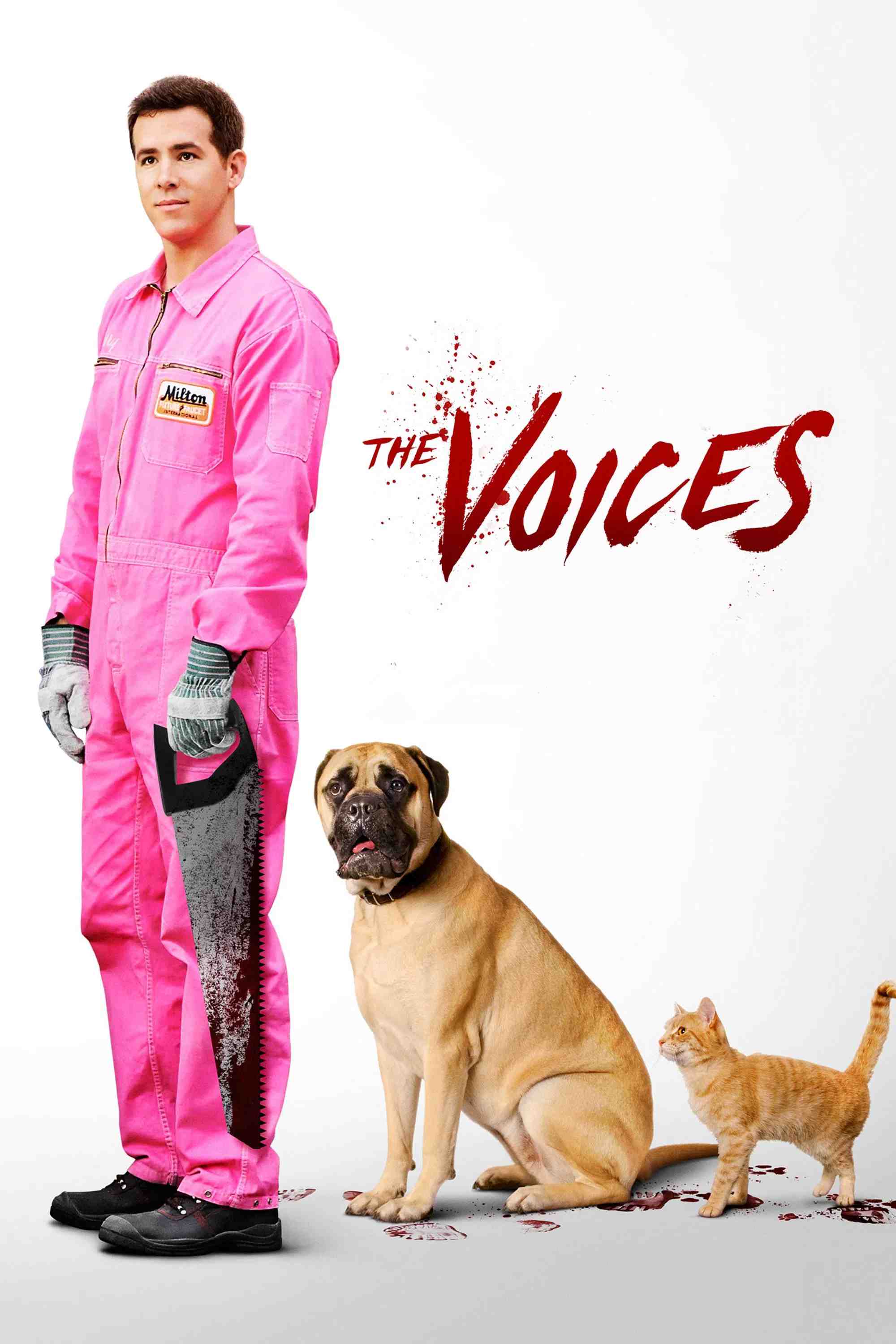 Poster chính thức của phim Phim Hài, Phim Hình Sự "Miệng Đời" (The Voices - 2014), với sự tham gia của diễn viên Ryan Reynolds và Gemma Arterton.