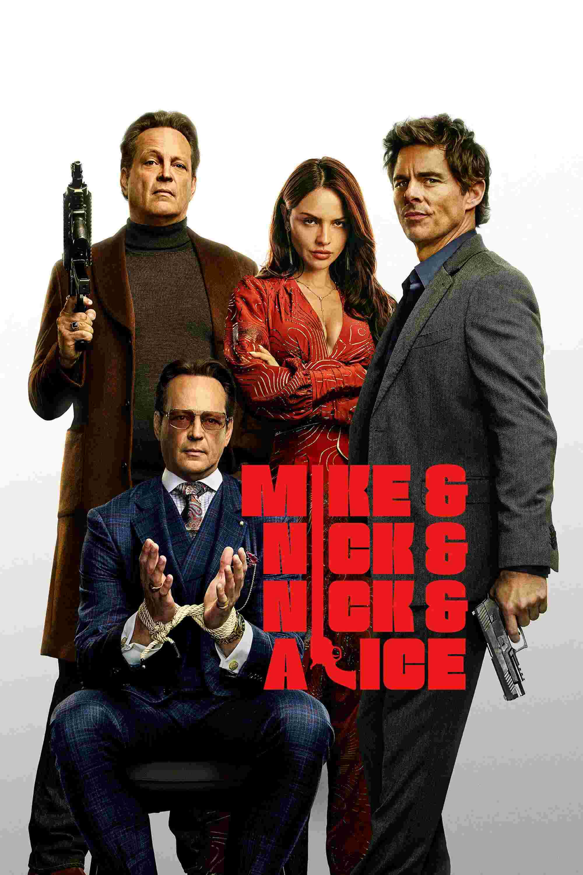 Poster chính thức của phim Phim Hành Động, Phim Hài "Mike & Nick & Nick & Alice" (Mike & Nick & Nick & Alice - 2026), với sự tham gia của diễn viên James Marsden và Vince Vaughn.