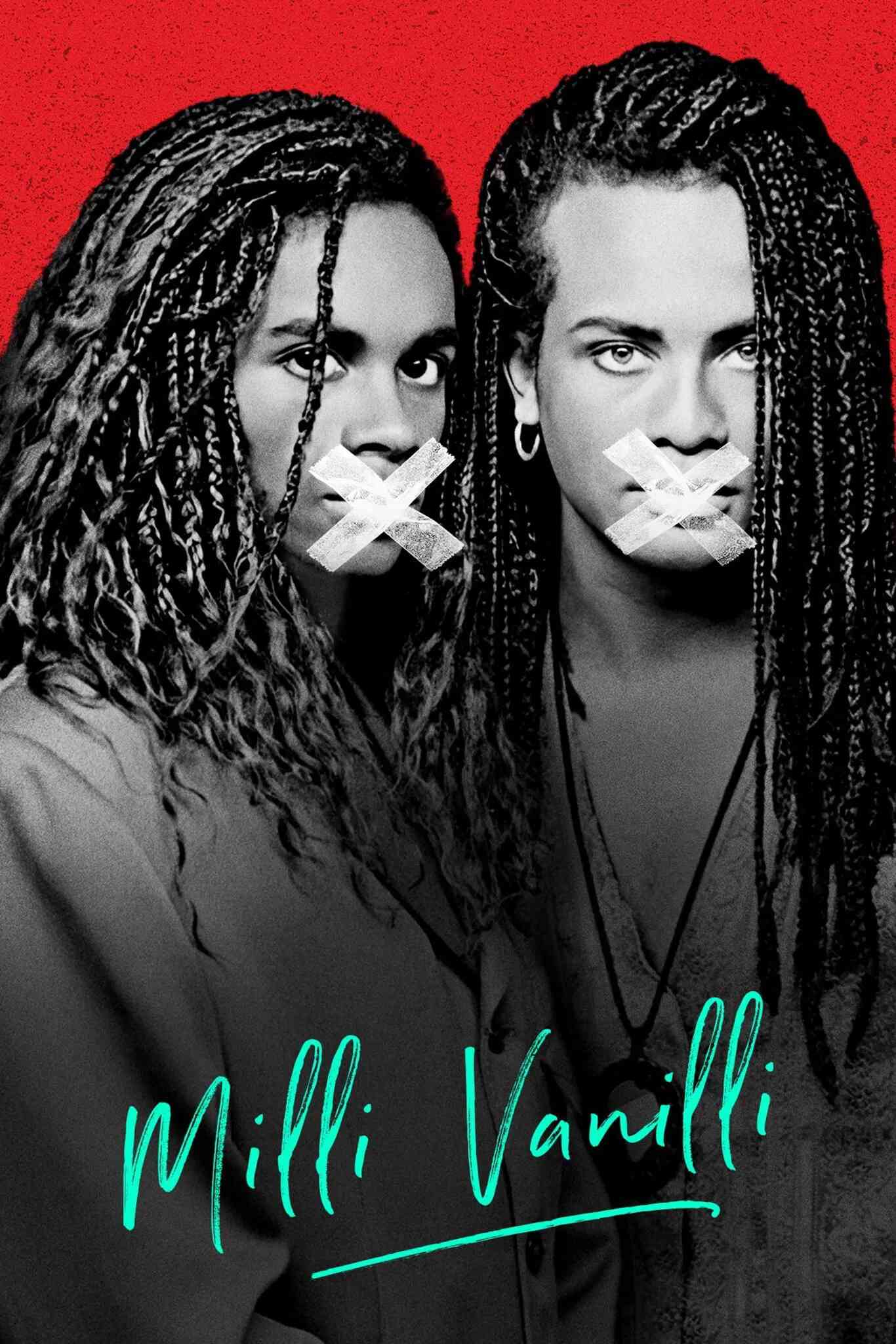 Poster chính thức của phim Phim Ca Nhạc, Phim Tài Liệu "Milli Vanilli" (Milli Vanilli - 2023), với sự tham gia của diễn viên Fab Morvan và Rob Pilatus.