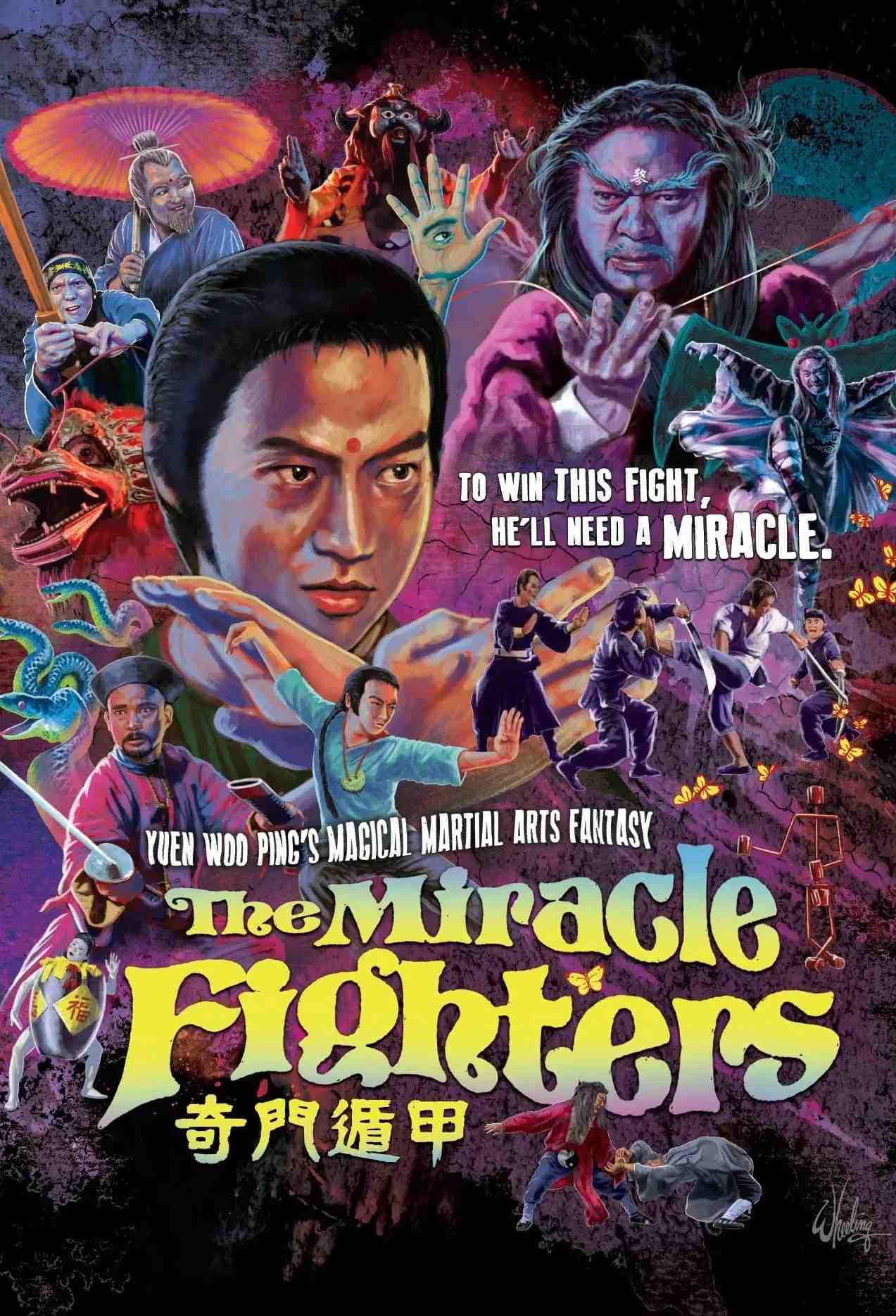 Poster chính thức của phim Phim Hành Động, Phim Hài "Miracle Fighters" (The Miracle Fighters - 1982), với sự tham gia của diễn viên Yuen Yat-Choh và Lương Gia Nhân.