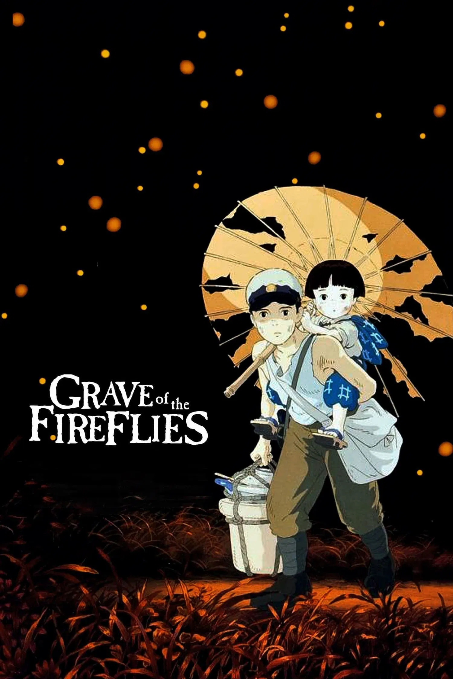 Poster chính thức của phim Phim Hoạt Hình, Phim Tâm Lý "Mộ Đom Đóm" (Grave of the Fireflies - 1988), với sự tham gia của diễn viên Hiroshi Tanaka và Kyoko Moriwaki.