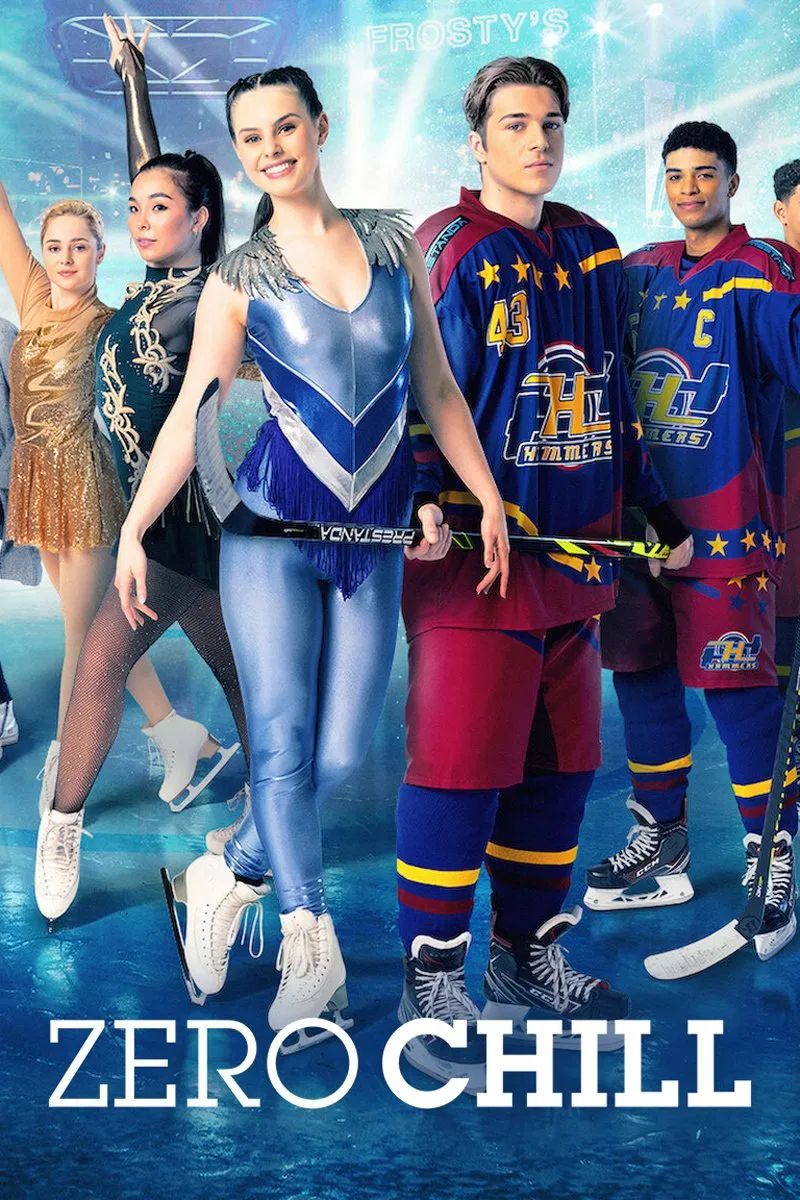 Poster chính thức của phim Phim Tâm Lý, Phim Hài "Mơ ước trên sân băng" (Zero Chill - 2021), với sự tham gia của diễn viên Grace Beedie và Dakota Taylor.