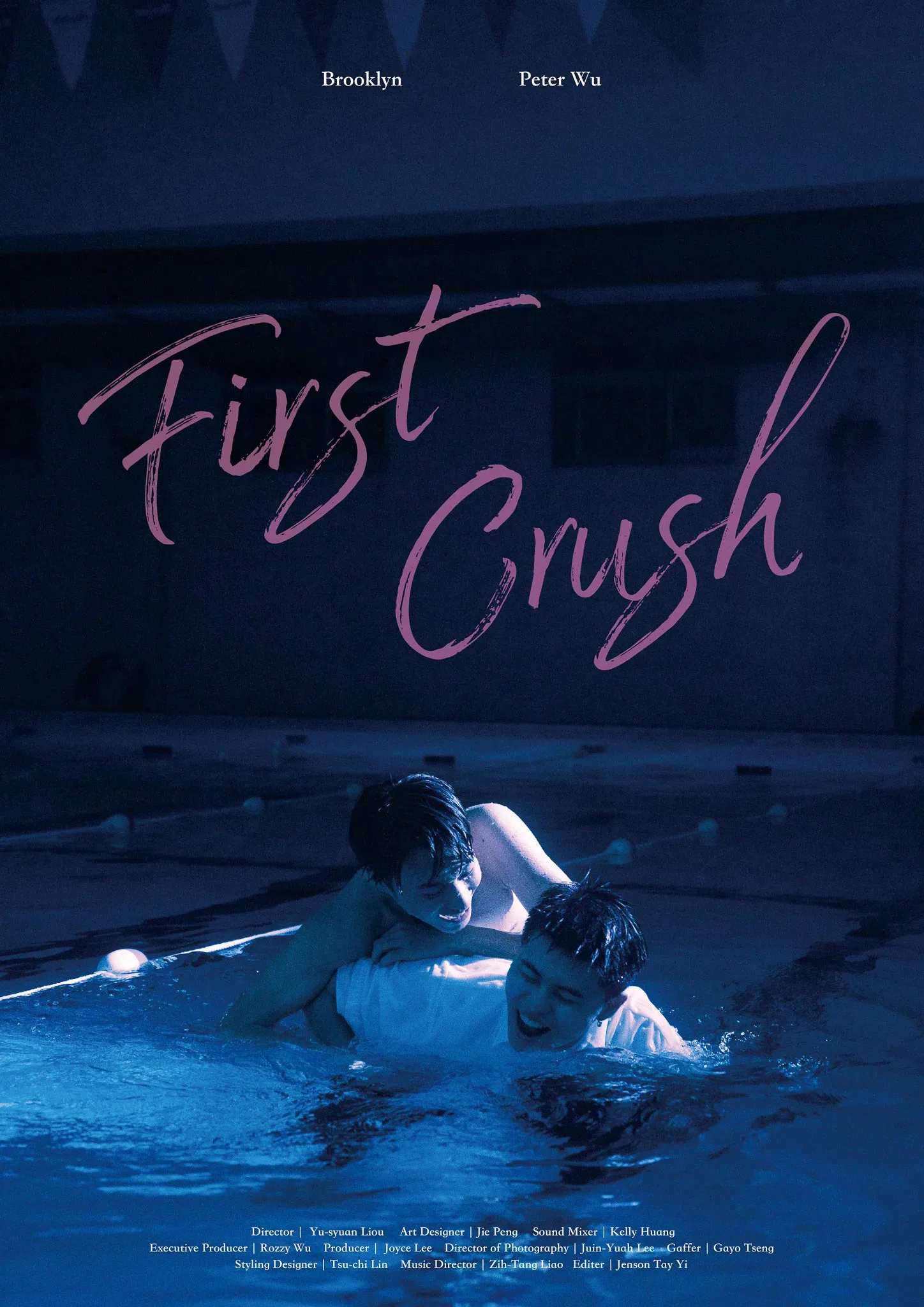 Poster chính thức của phim Phim Tâm Lý, Phim Tình Cảm "Mối tình đầu" (First Crush - 2023), với sự tham gia của diễn viên Brooklyn Li và Peter Wu.