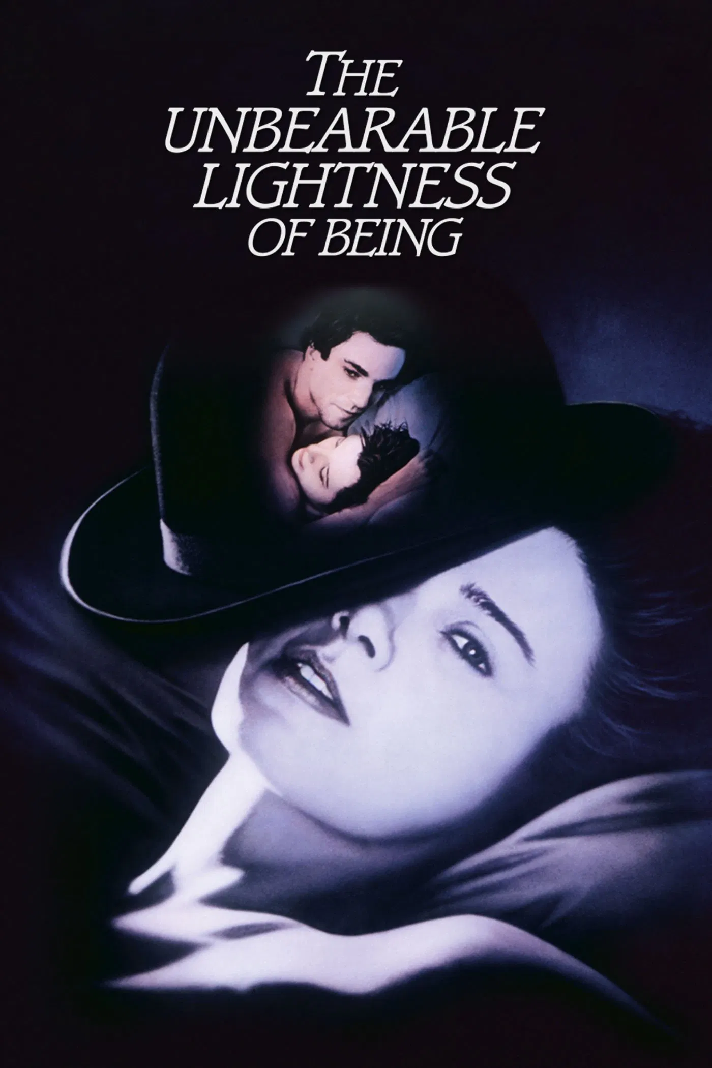 Poster chính thức của phim Phim Tâm Lý, Phim Tình Cảm "Mối Tình Tay Ba" (The Unbearable Lightness of Being - 1988), với sự tham gia của diễn viên Daniel Day-Lewis và Juliette Binoche.