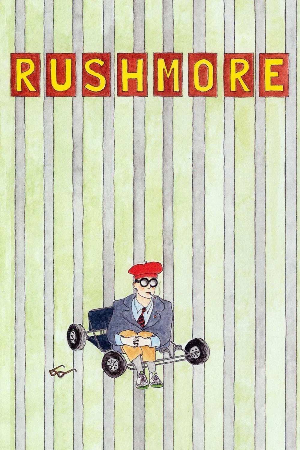 Poster chính thức của phim Phim Hài, Phim Tâm Lý "Mối Tình Tay Ba Trường Rushmore" (Rushmore - 1998), với sự tham gia của diễn viên Jason Schwartzman và Bill Murray.