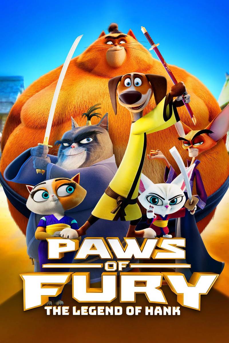 Poster chính thức của phim Phim Hoạt Hình, Phim Phiêu Lưu "Môn Phái Võ Mèo: Huyền Thoại Một Chú Chó" (Paws of Fury: The Legend of Hank - 2022), với sự tham gia của diễn viên Michael Cera và Samuel L. Jackson.
