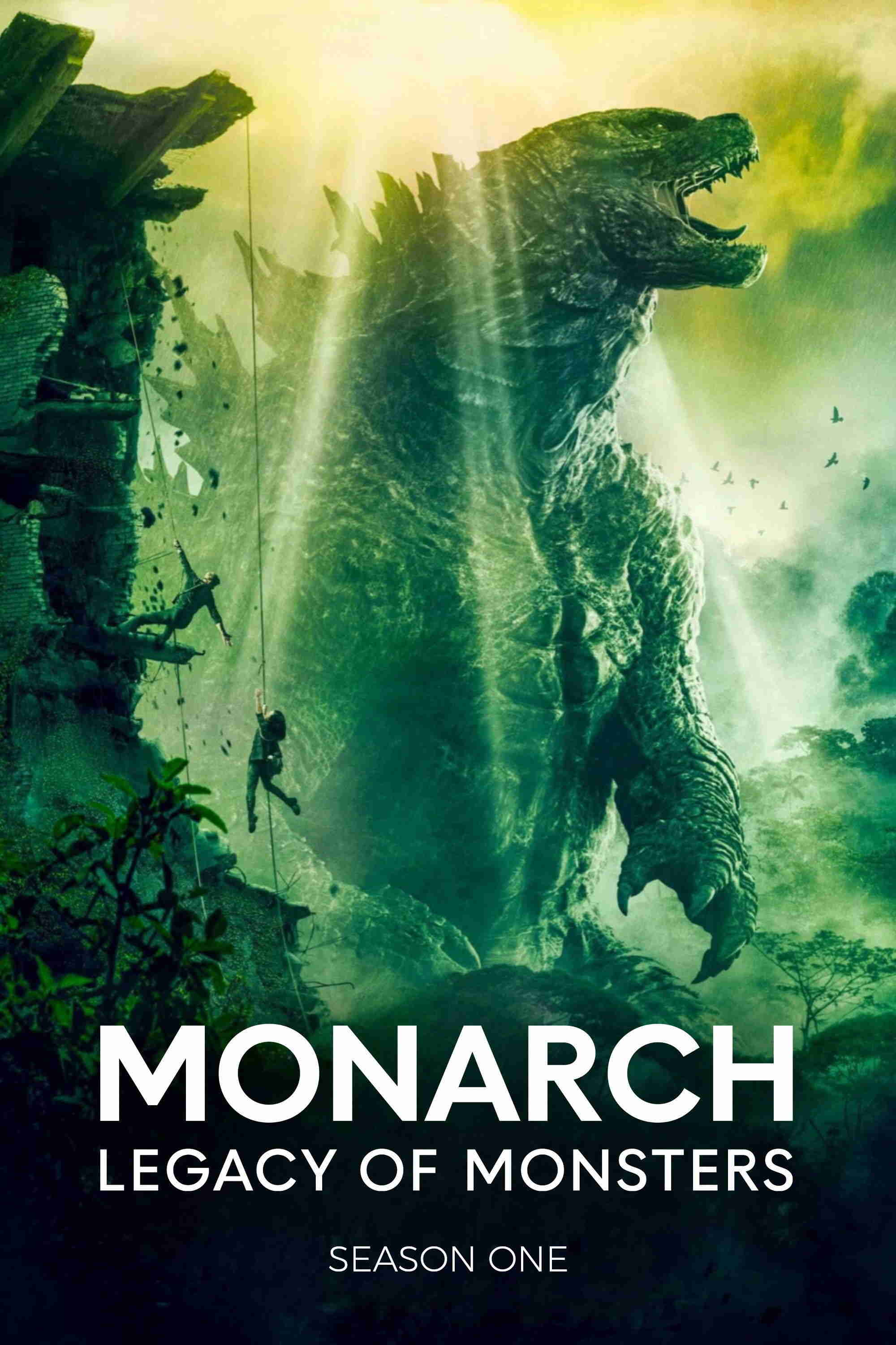 Poster chính thức của phim Phim Viễn Tưởng & Giả Tưởng, Phim Tâm Lý "Monarch: Thế Giới Quái Thú (Phần 1)" (Monarch: Legacy of Monsters - 2023), với sự tham gia của diễn viên Anna Sawai và Kiersey Clemons.
