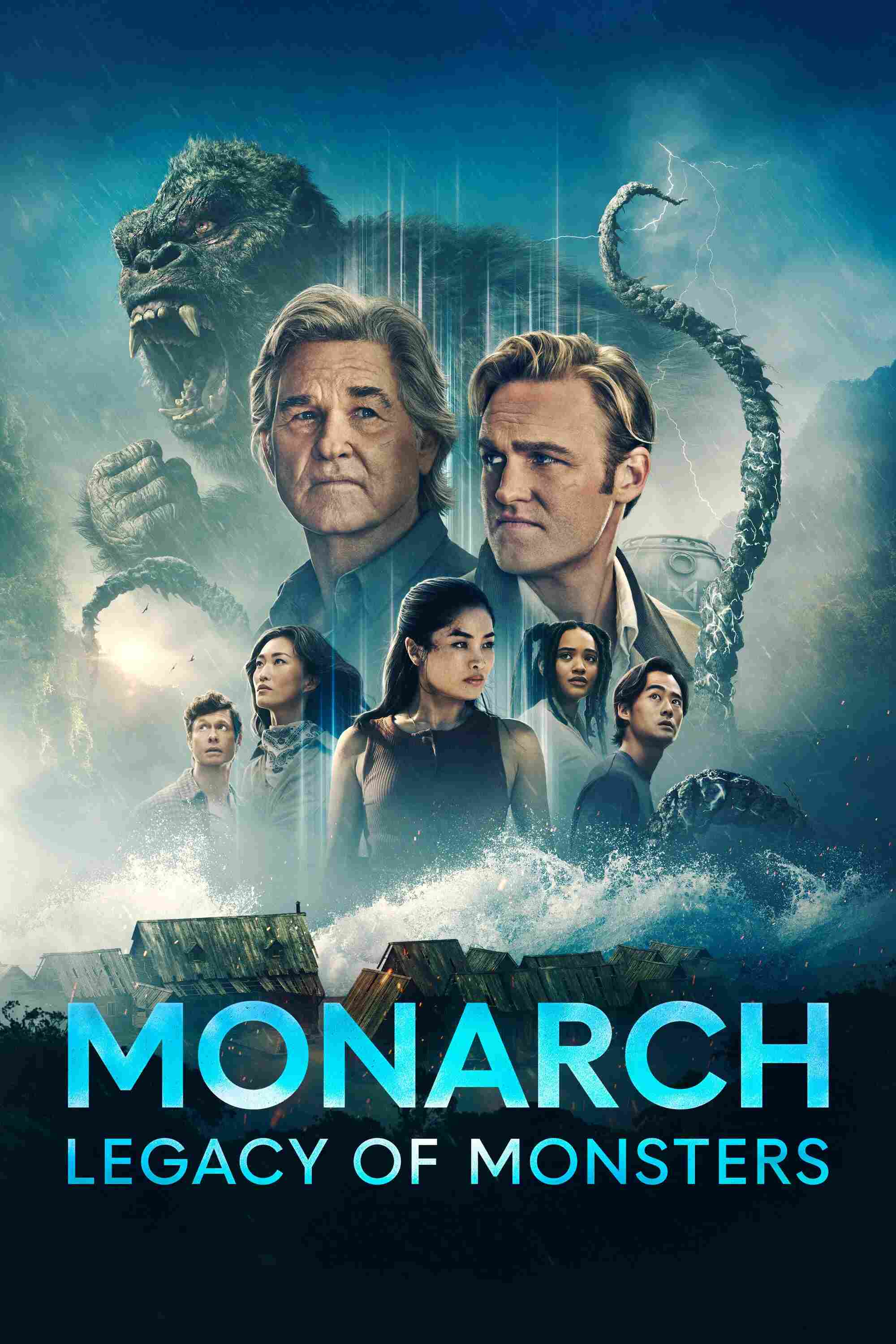Poster chính thức của phim Phim Viễn Tưởng & Giả Tưởng, Phim Tâm Lý "Monarch: Thế Giới Quái Thú (Phần 2)" (Monarch: Legacy of Monsters - 2023), với sự tham gia của diễn viên Anna Sawai và Kiersey Clemons.