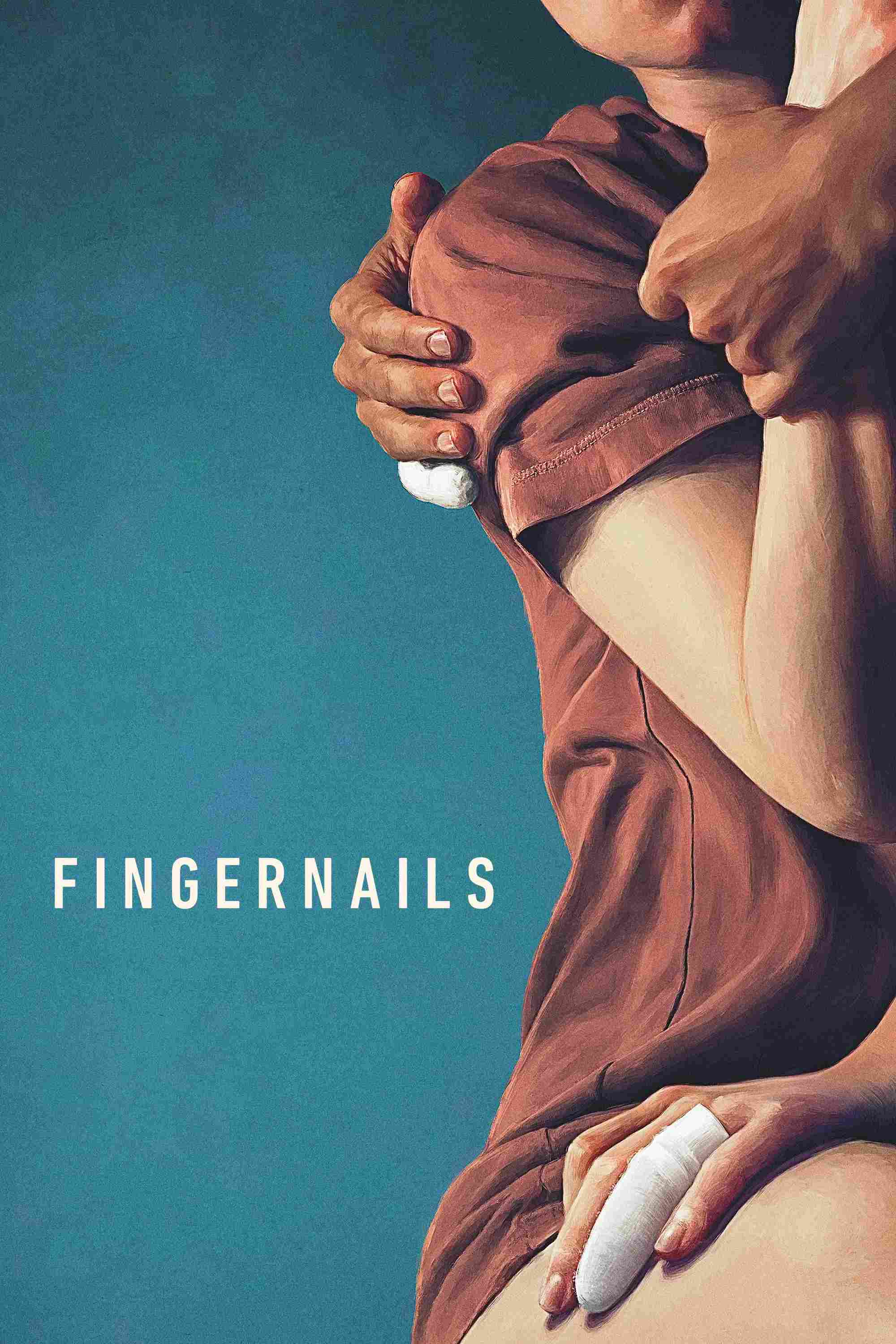 Poster chính thức của phim Phim Tình Cảm, Phim Viễn Tưởng "Móng Tay Duyên Phận" (Fingernails - 2023), với sự tham gia của diễn viên Jessie Buckley và Riz Ahmed.