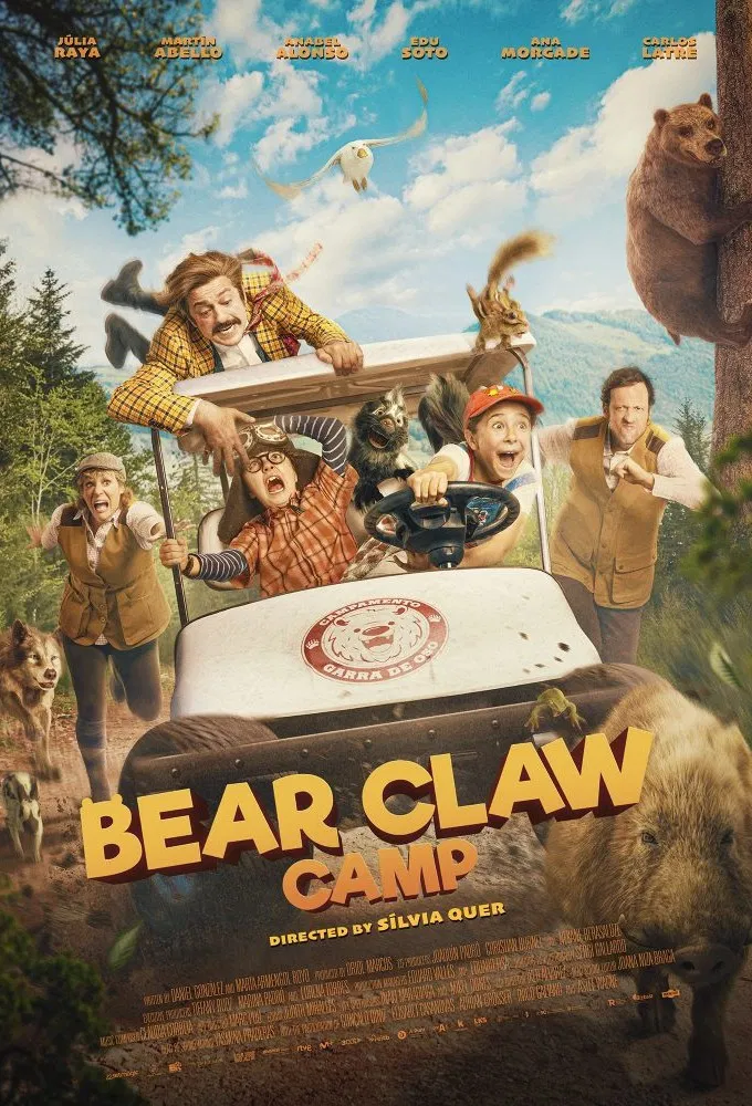 Poster chính thức của phim Phim Hài, Phim Gia Đình "Móng Vuốt Gấu Trại" (Bear Claw Camp - 2025), với sự tham gia của diễn viên Edu Soto và Gonçalo Diniz.