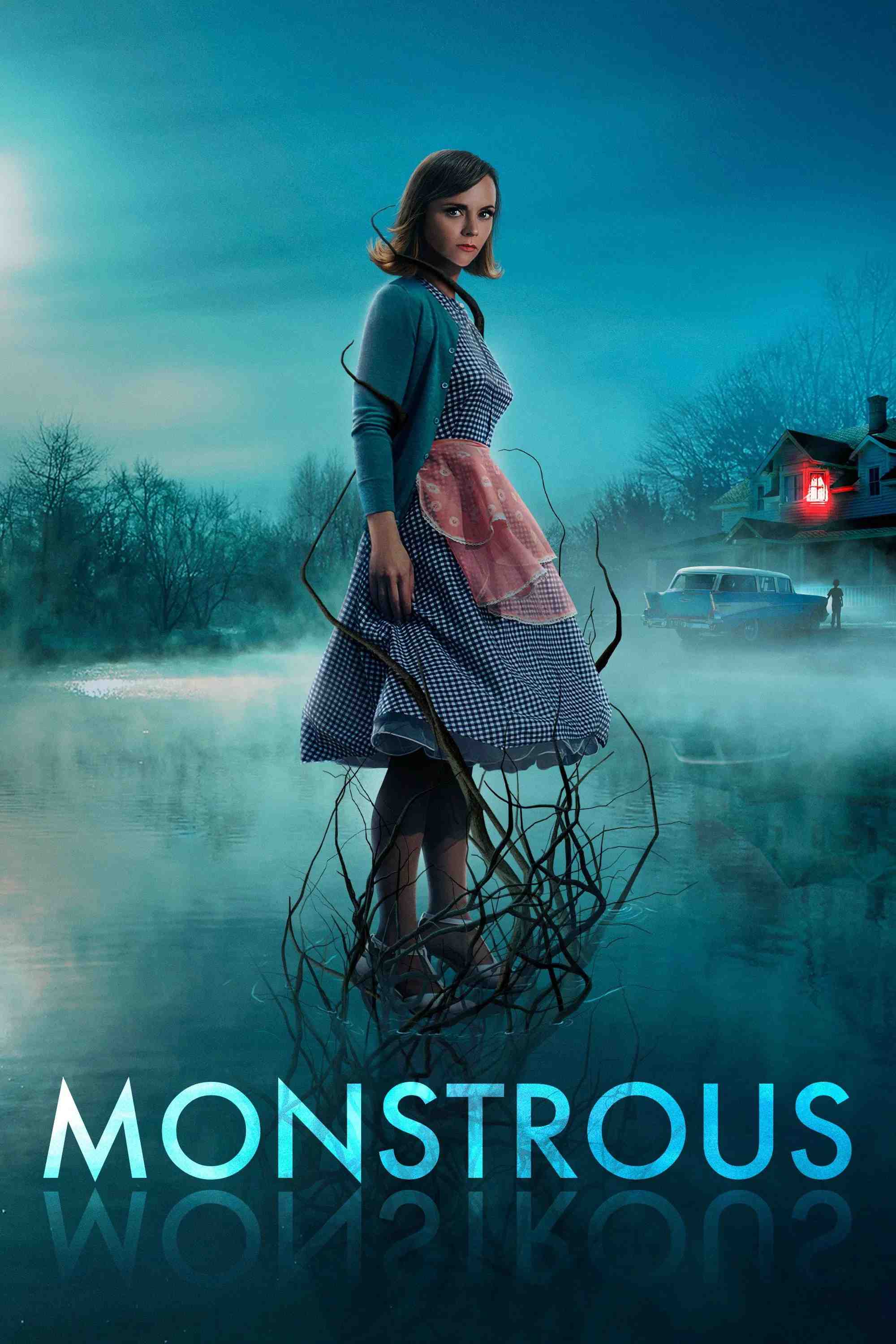 Poster chính thức của phim Phim Kinh Dị, Phim Bí Ẩn "Monstrous" (Monstrous - 2022), với sự tham gia của diễn viên Christina Ricci và Santino Barnard.