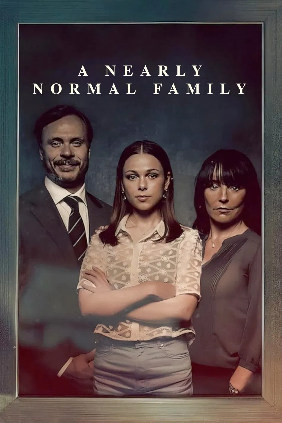 Poster chính thức của phim Phim Hình Sự, Phim Tâm Lý "Một gia đình gần bình thường" (A Nearly Normal Family - 2023), với sự tham gia của diễn viên Alexandra Karlsson Tyrefors và Lo Kauppi.