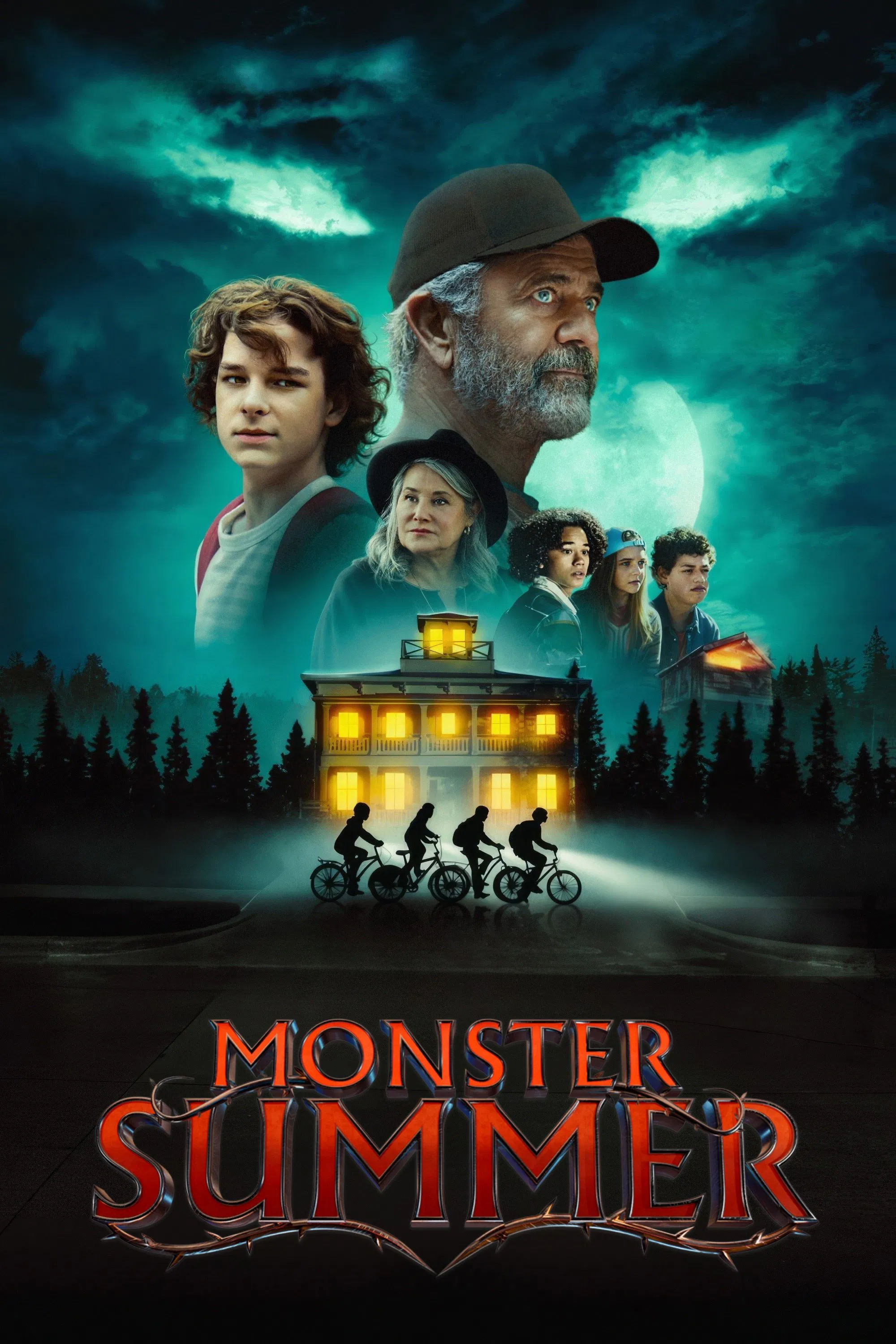 Poster chính thức của phim Phim Phiêu Lưu, Phim Giả Tượng "Mùa Hè Quái Vật" (Monster Summer - 2024), với sự tham gia của diễn viên Mel Gibson và Mason Thames.